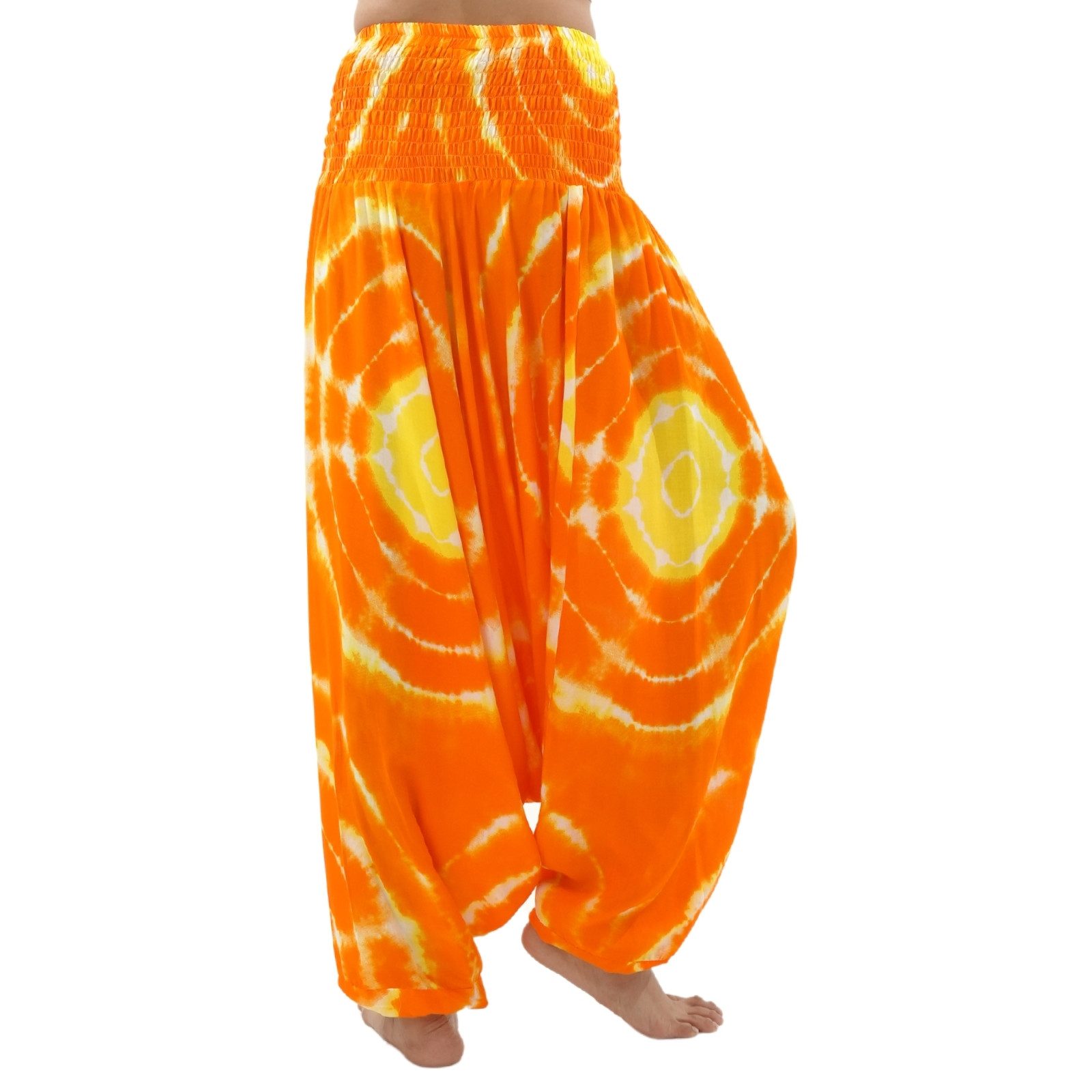 PANASIAM Haremshose Tie-Dye Aladinhose aus 100% Viskose weite Goa Hose für Yoga & Freizeit Haremshose Batik Afghani Hose Pluderhose bequeme Sommerhose Genie Hose