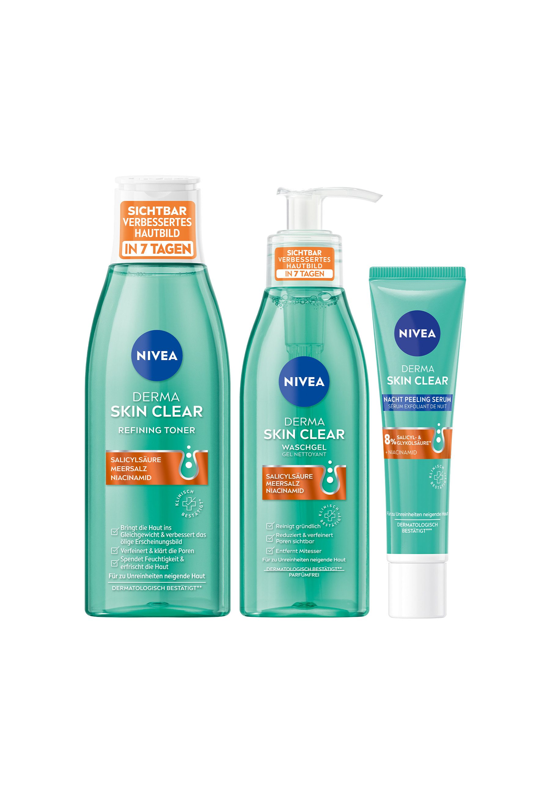 Nivea Hautreinigungs-Set NIVEA DERMA SKIN CLEAR Night Routine Set 3-teilig, 3-tlg.