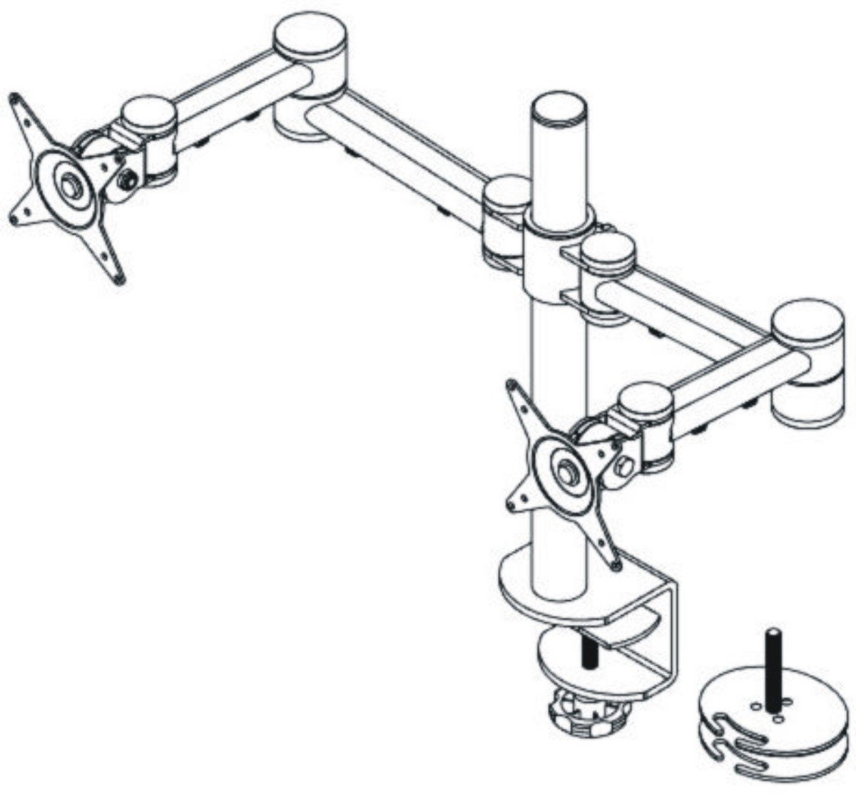 Monitor-Halterung Monitorarm ViewMate Style 632 für 2 Monitore silber
