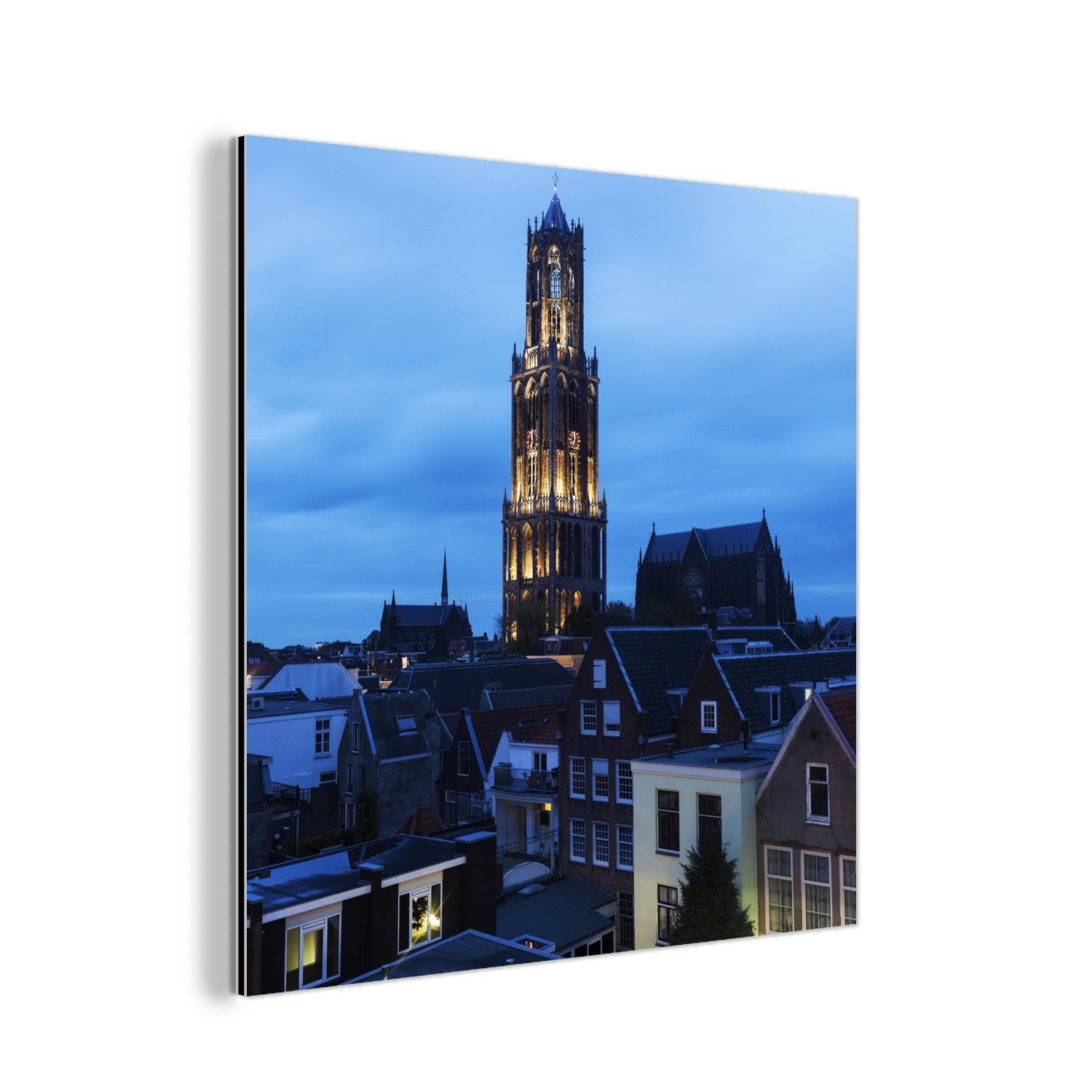 MuchoWow Metallbild Domturm - Utrecht - Licht, (1 St), Alu-Dibond-Druck, Gemälde aus Metall, Aluminium deko