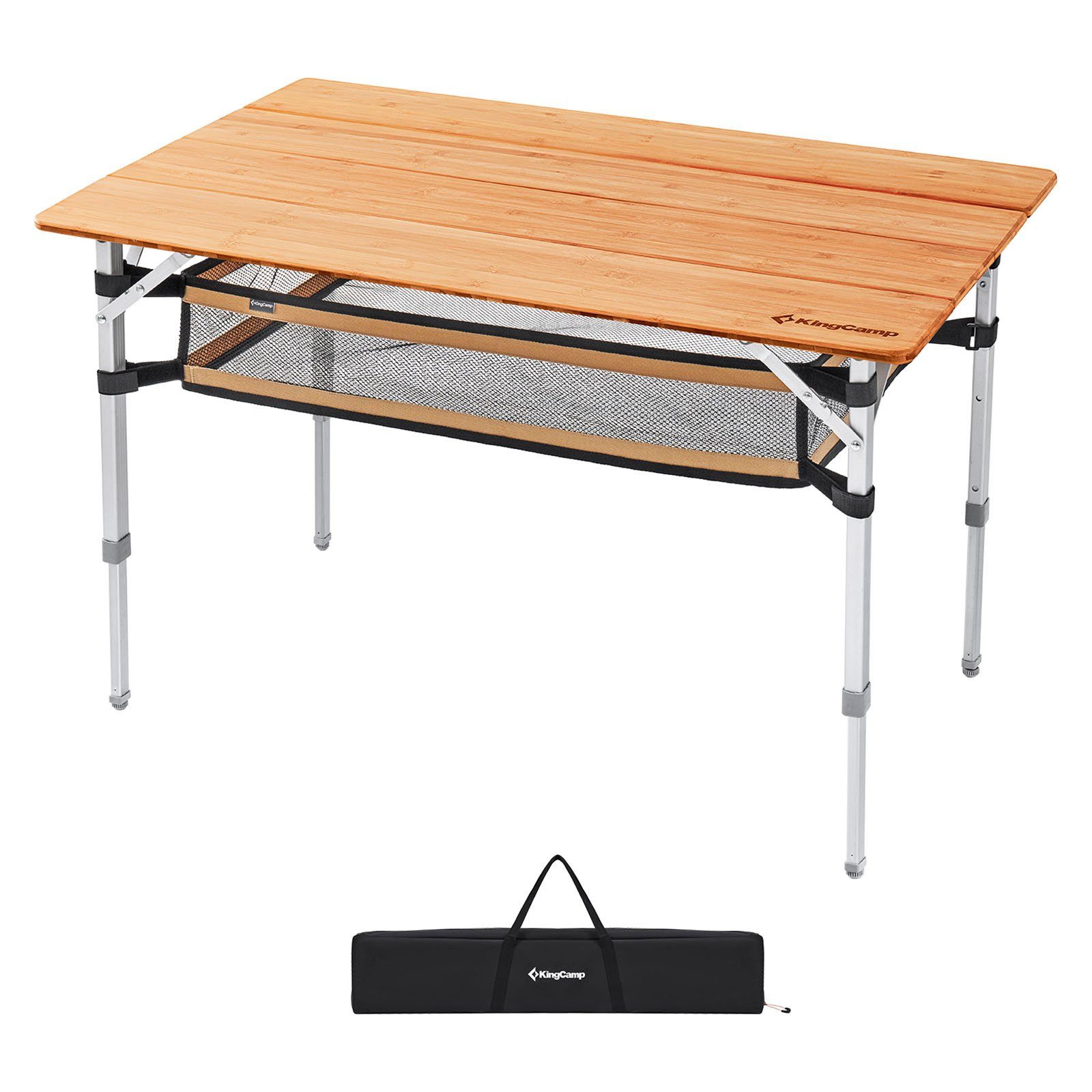 KingCamp Campingtisch Klapptisch Bamboo Table L plus - Bambus Falt Tisch