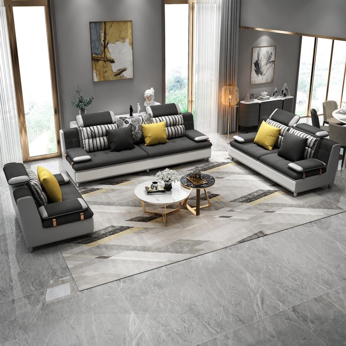 Xlmoebel Polstergarnitur Modernes Sofaset mit strapazierfähigem Stoffbezug in stilvollem Design, (Sofaset, 3-tlg., Sofagarnitur 3+2+1), Hergestellt in Europa