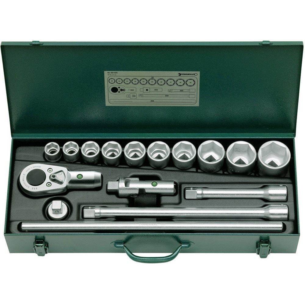 Stahlwille Steckschlüssel Stahlwille 55/10/6 Steckschlüsselsatz metrisch 3/4" (20 mm) 16teilig 9