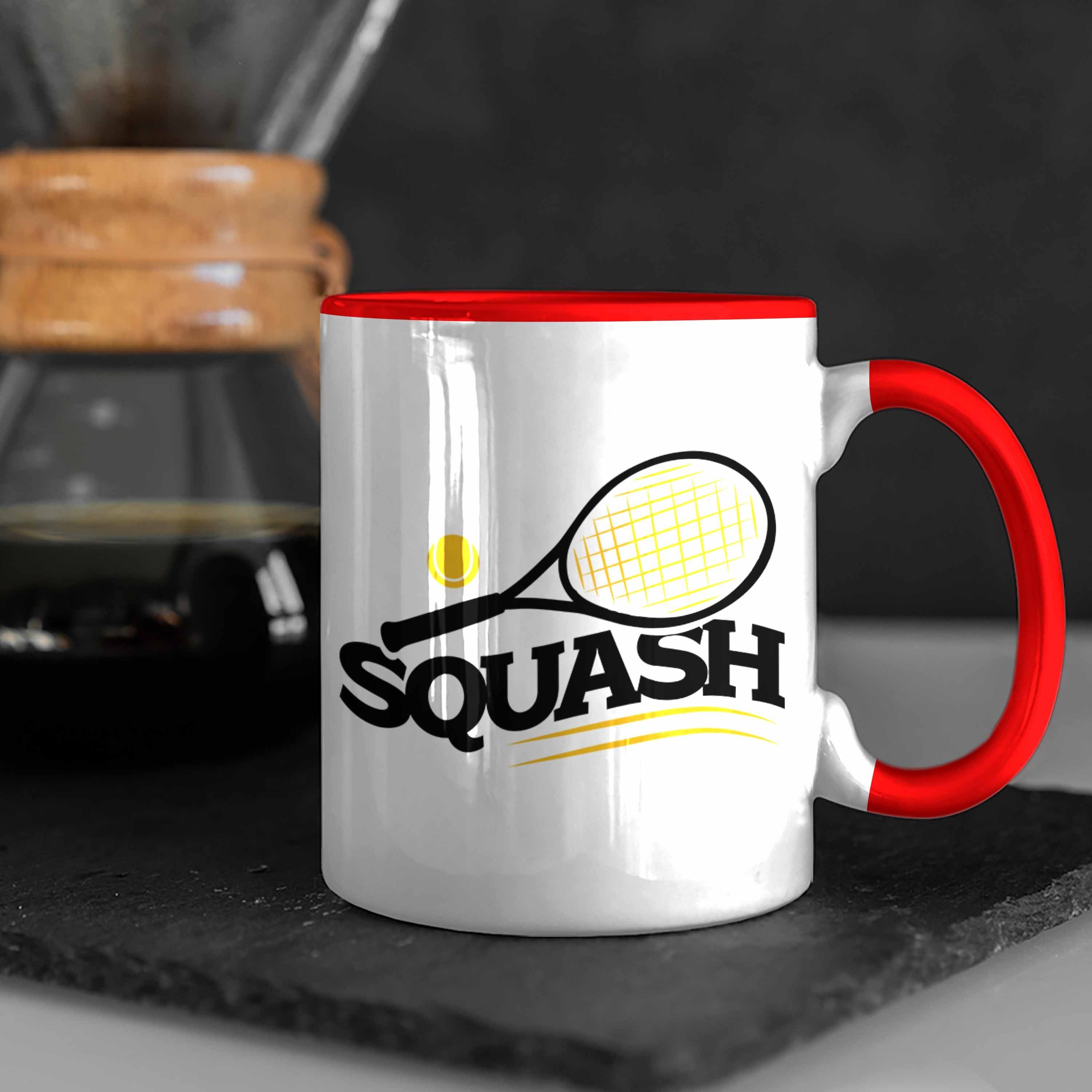 Trendation Tasse Lustige Squash-Tasse Geschenk Rot Squash-Spieler für