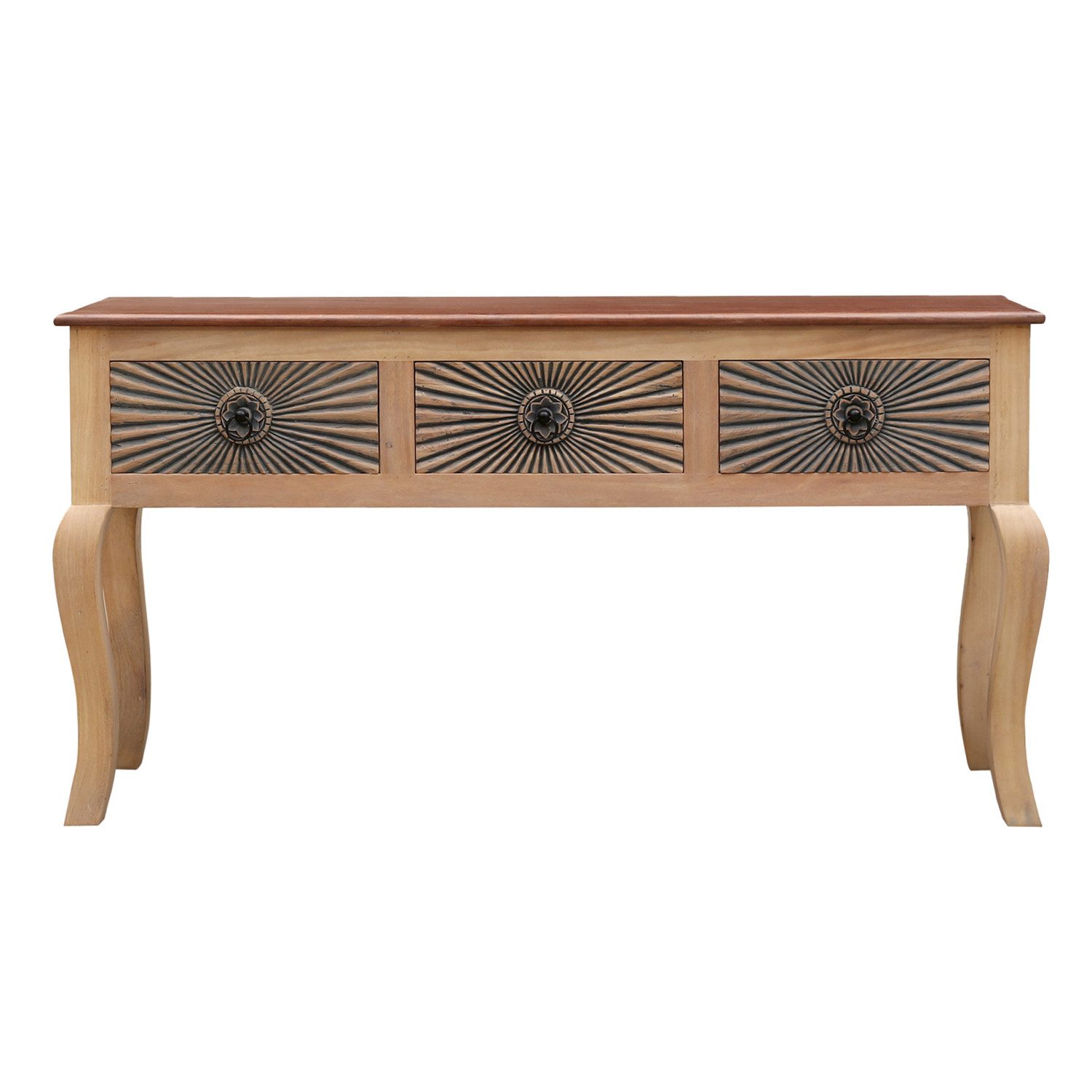 Marrakesch Orient & Mediterran Interior Konsolentisch Konsolentisch Abbey – Massivholz, handgeschnitzt, 150 cm, Boho-Stil