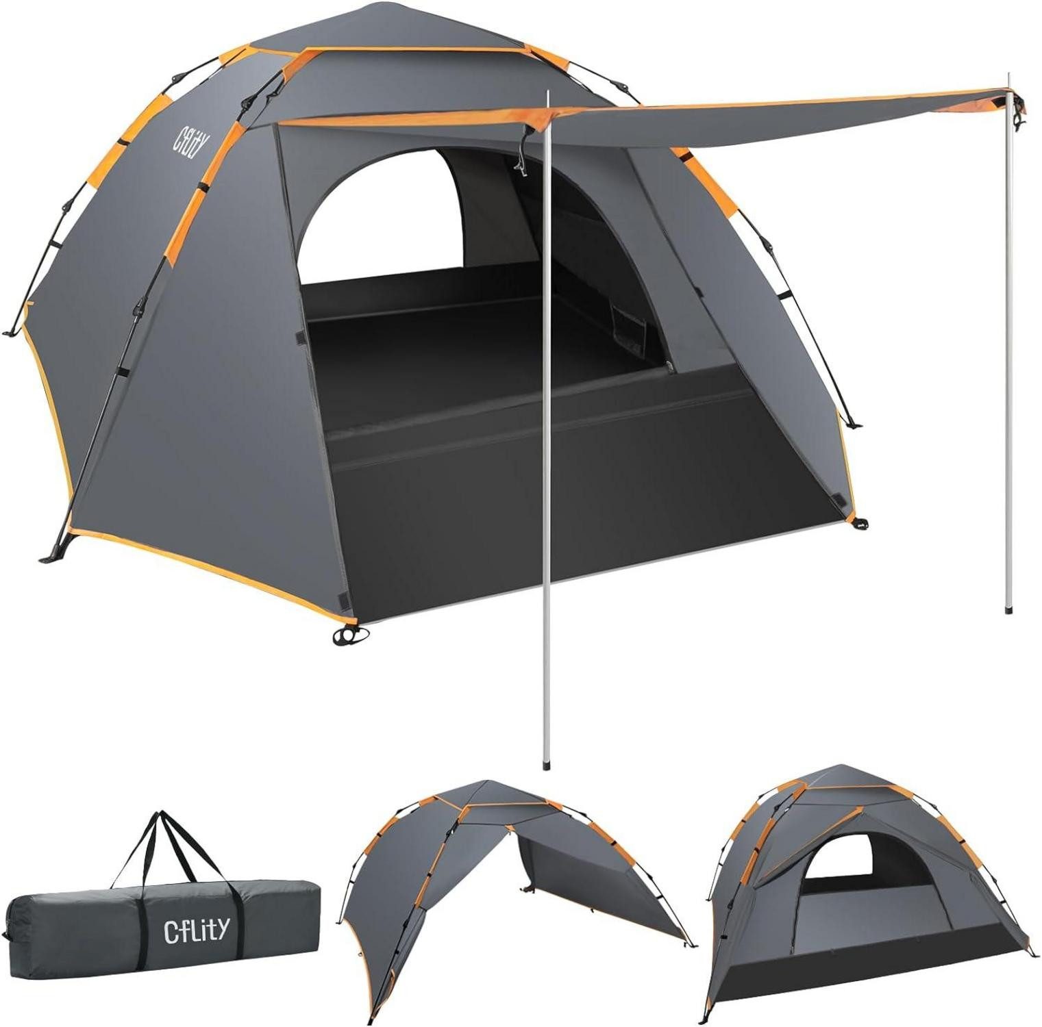 Wurfzelt Camping Zelt Pop Up 3 Personen Wasserdicht 4 Jahreszeiten Großes