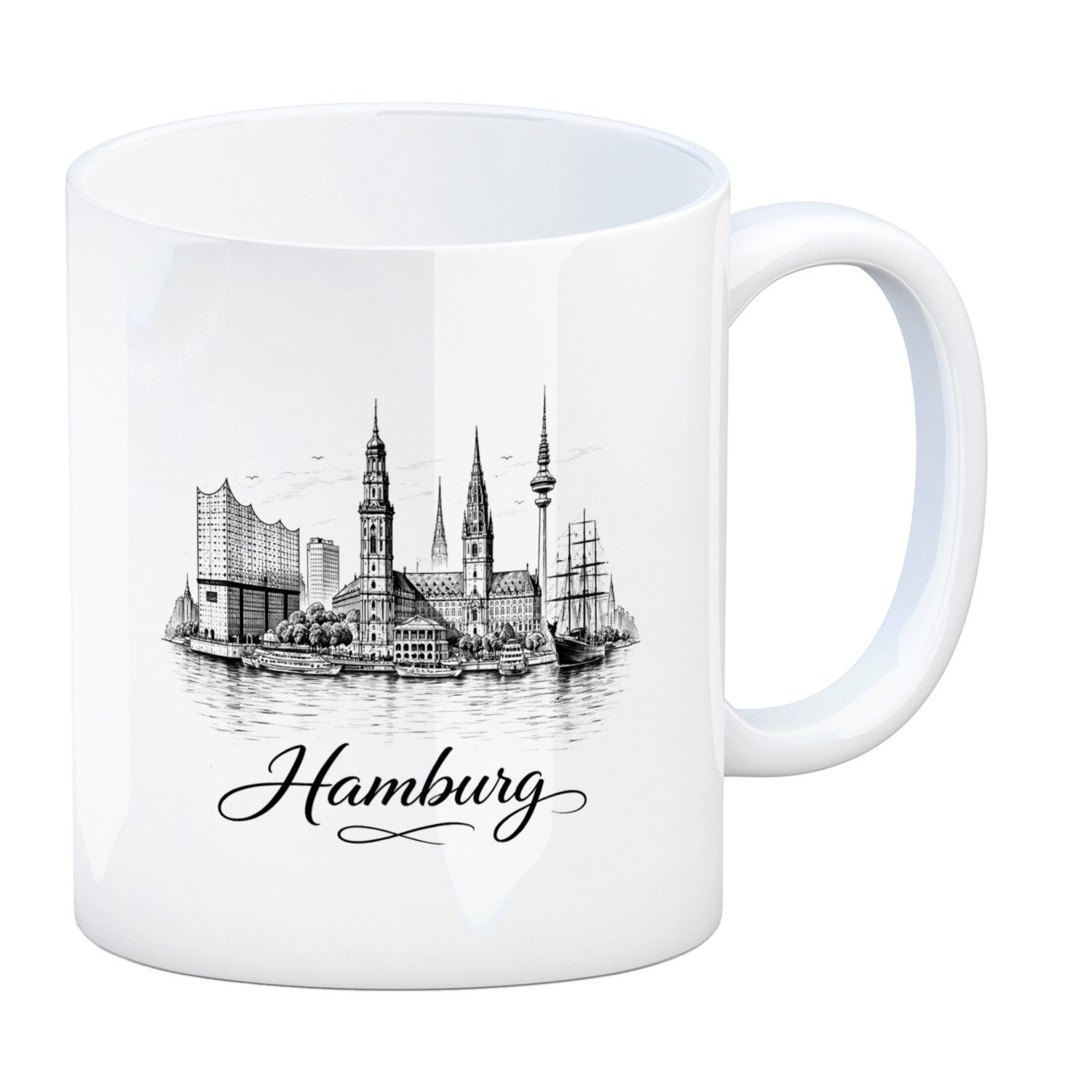 speecheese Tasse Skyline Hamburg Stadtsilhouette Kaffeebecher