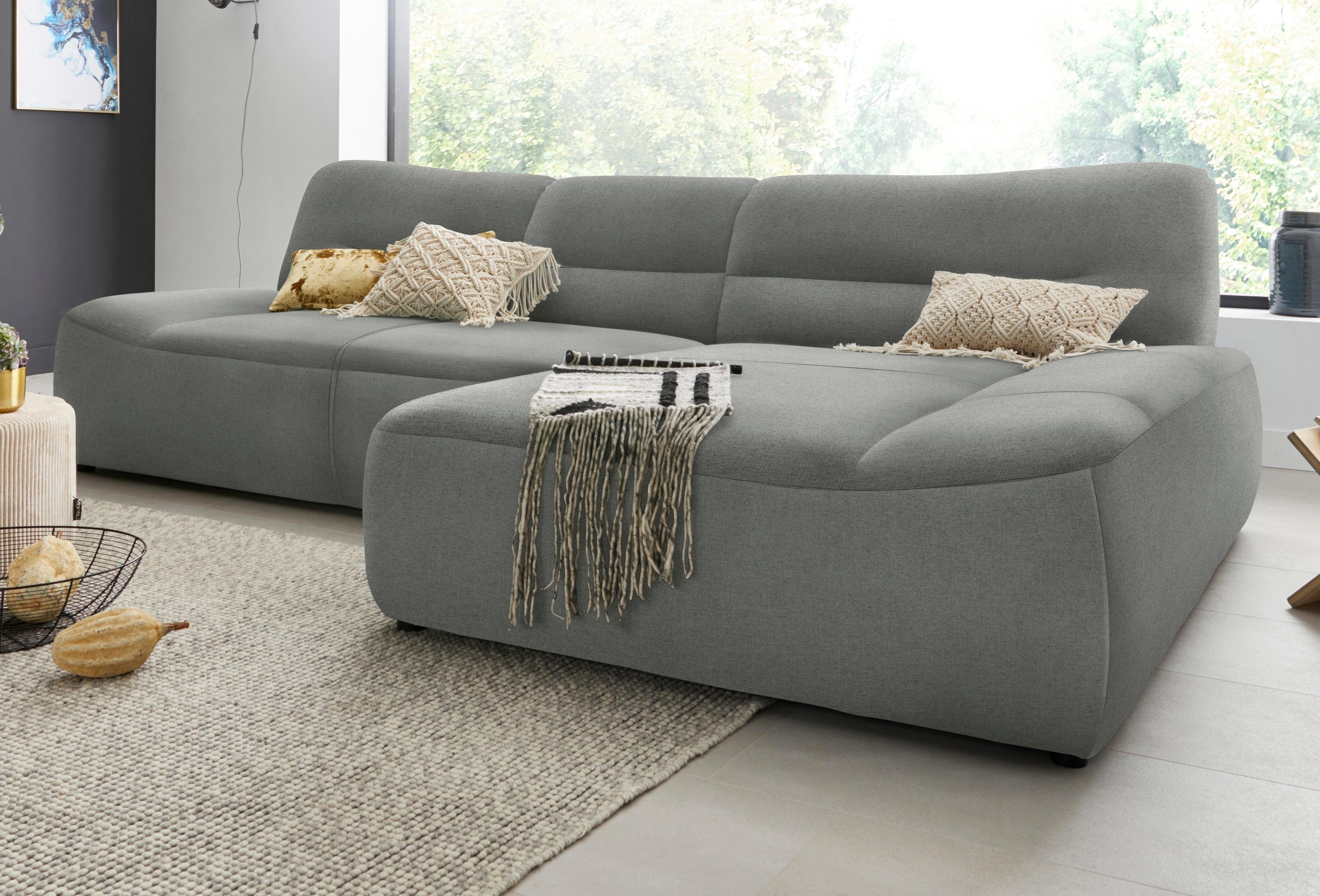 DOMO collection Ecksofa Cesena moderne Polsterecke mit flachen Armlehnen, L-Form, fester Sitzkomfort, frei im Raum stellbar