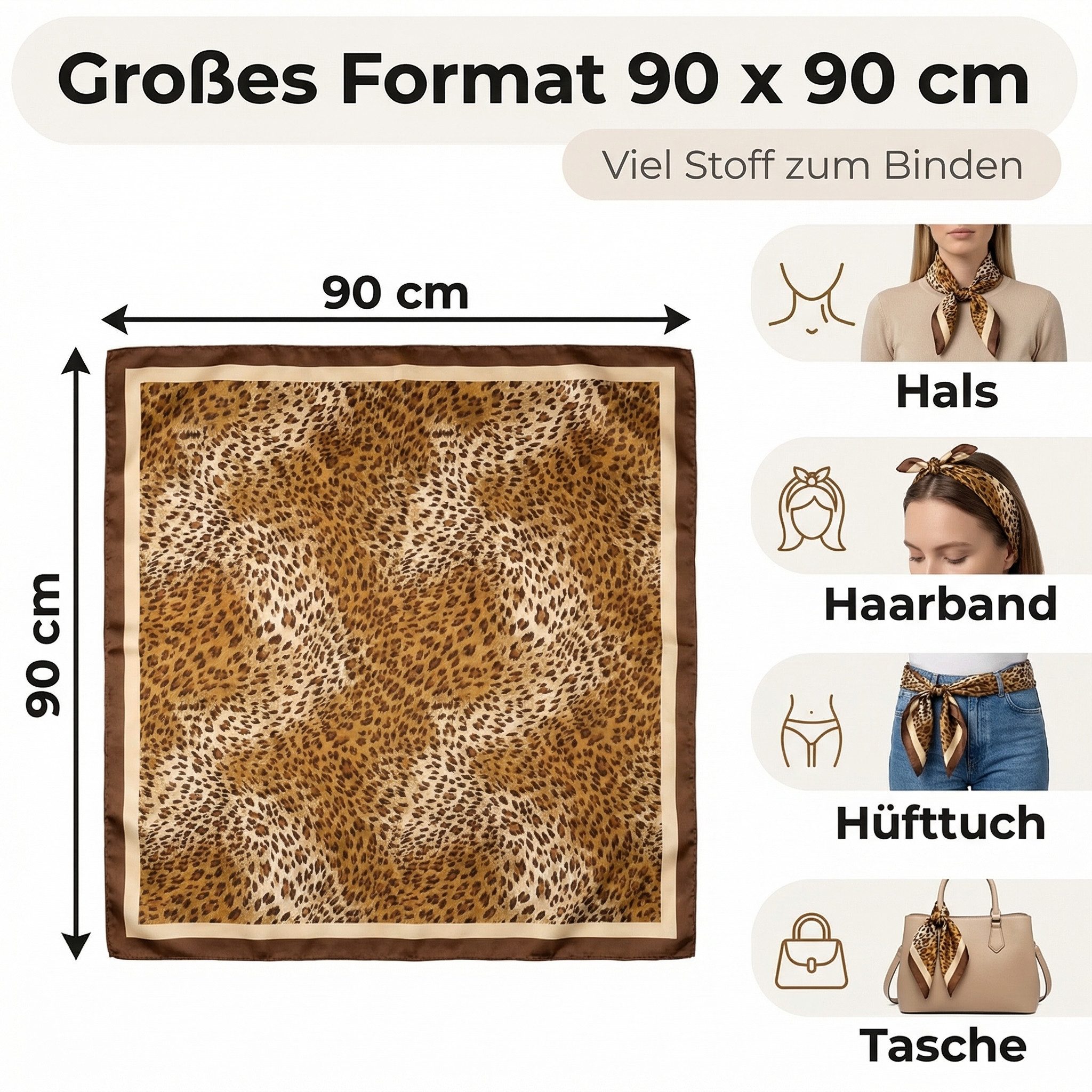 LK Trend & Style Modetuch Quadratisches Halstuch 90 x 90 cm Eleganz, seidiger Look für ein hochwertiges Aussehen