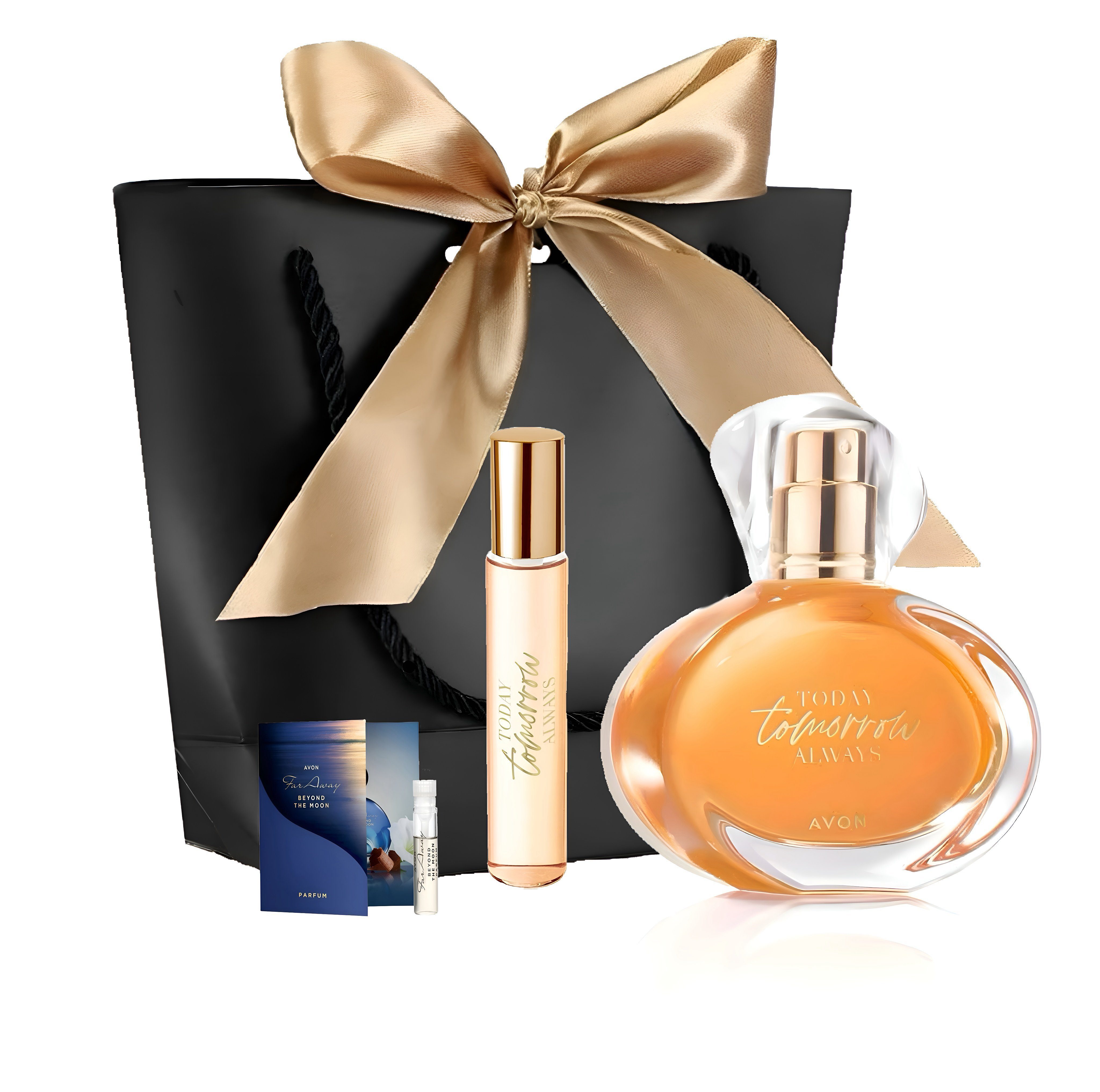 AVON Cosmetics TTA Damen, Parfum Eau 50ml, Taschenspray de für Geschenkset, Always langanhaltender 4-tlg., Parfum TOMORROW Today romantischer Duft 10ml, Flakon, Täglicher