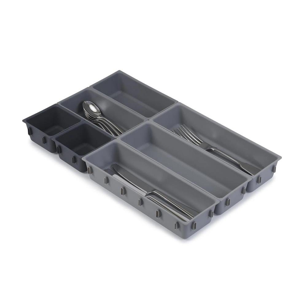 Joseph Joseph Besteckkasten Blox Schubladen-Organizer-Set 7-teilig, Einsätze, Fächer, für Schublade oder Schieber, Besteckkasten, zur Aufbewahrung von Besteck, Utensilien, Schreibwaren, Werkzeuge oder Bastelzubehör, grau