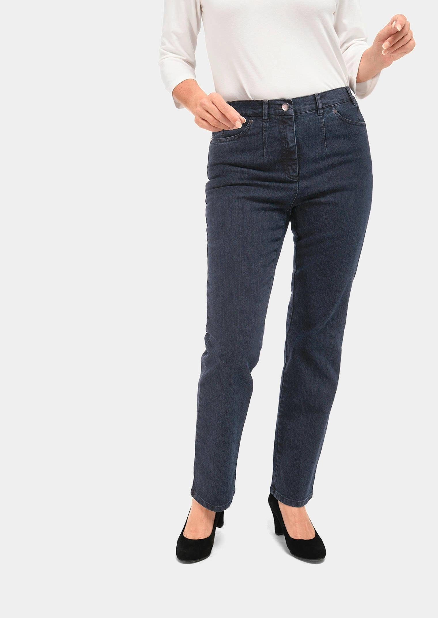 GOLDNER Bequeme Jeans Schlichte Jeanshose ANNA dunkelblau | Straight-Fit Jeans