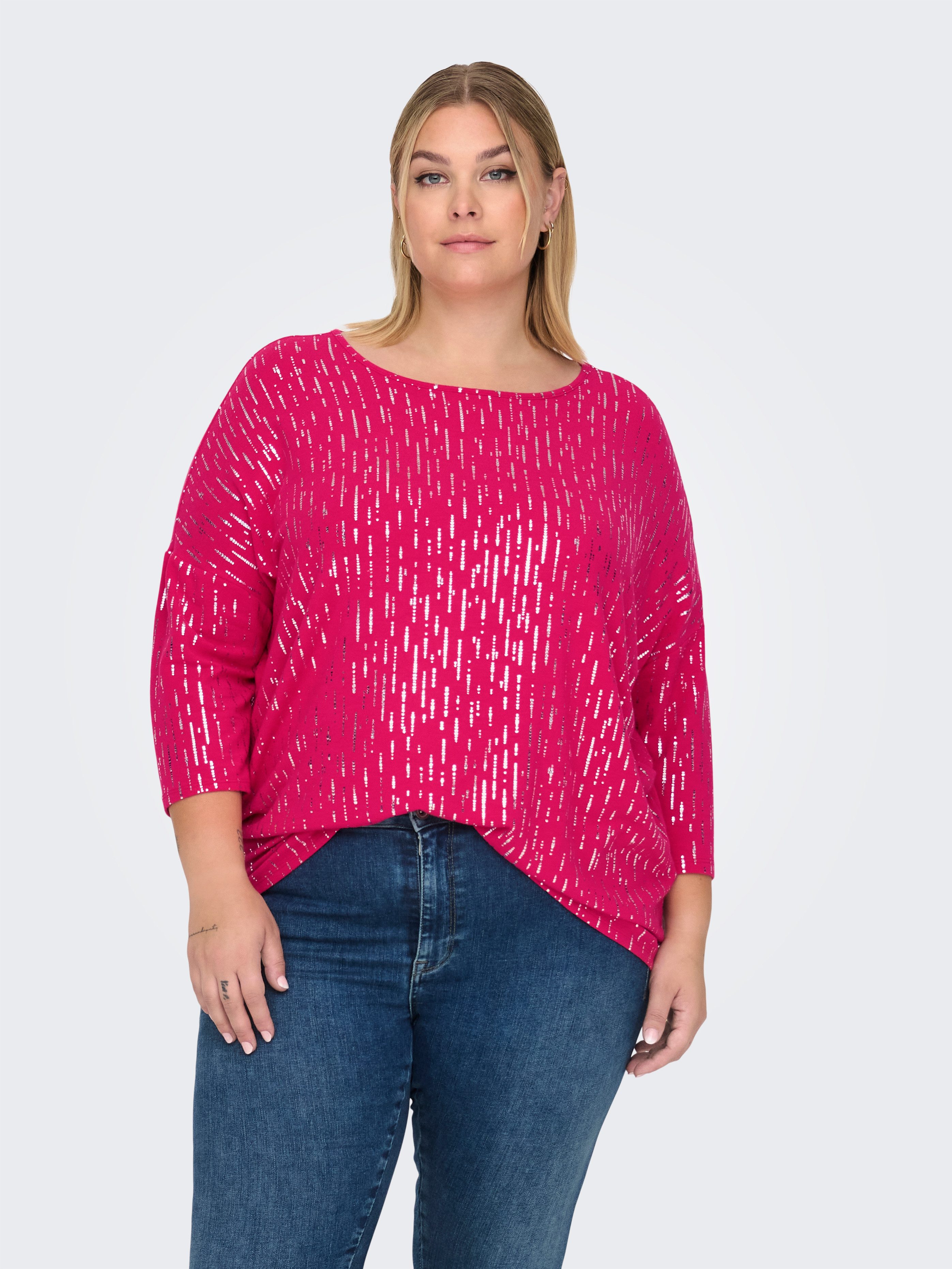 ONLY CARMAKOMA Rundhalsshirt CARFOILA 3/4 O-NECK günstig online kaufen