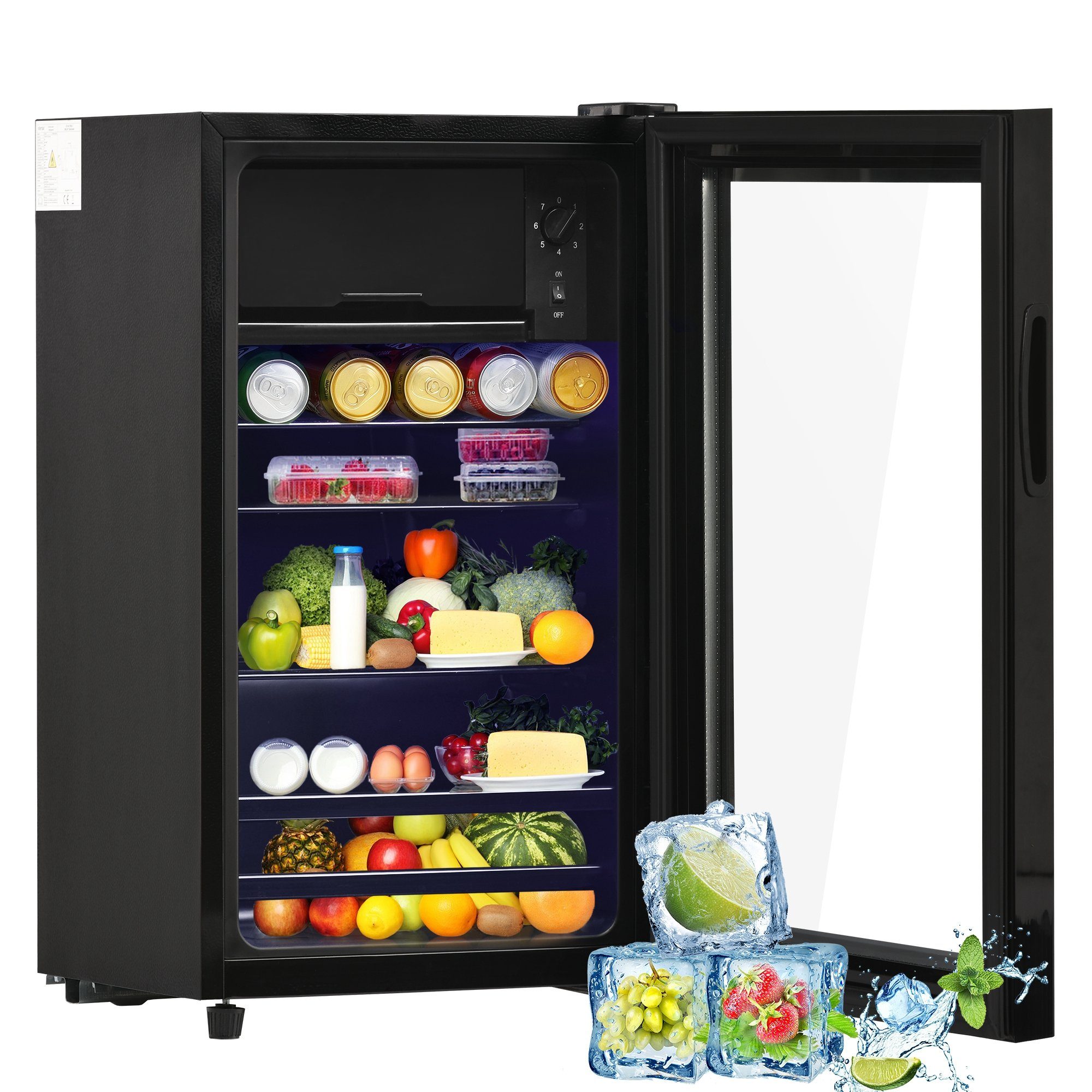 Dedom Kühlschrank SC-76P, Mini-Kühlschrank, 6L+70L, Einfrieren, kühlen,  schwarz