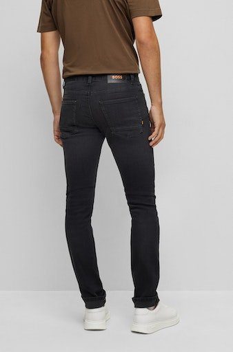 BOSS ORANGE Slim-fit-Jeans Delaware Leder-Badge, Jeans ORANGE BOSS mit von \