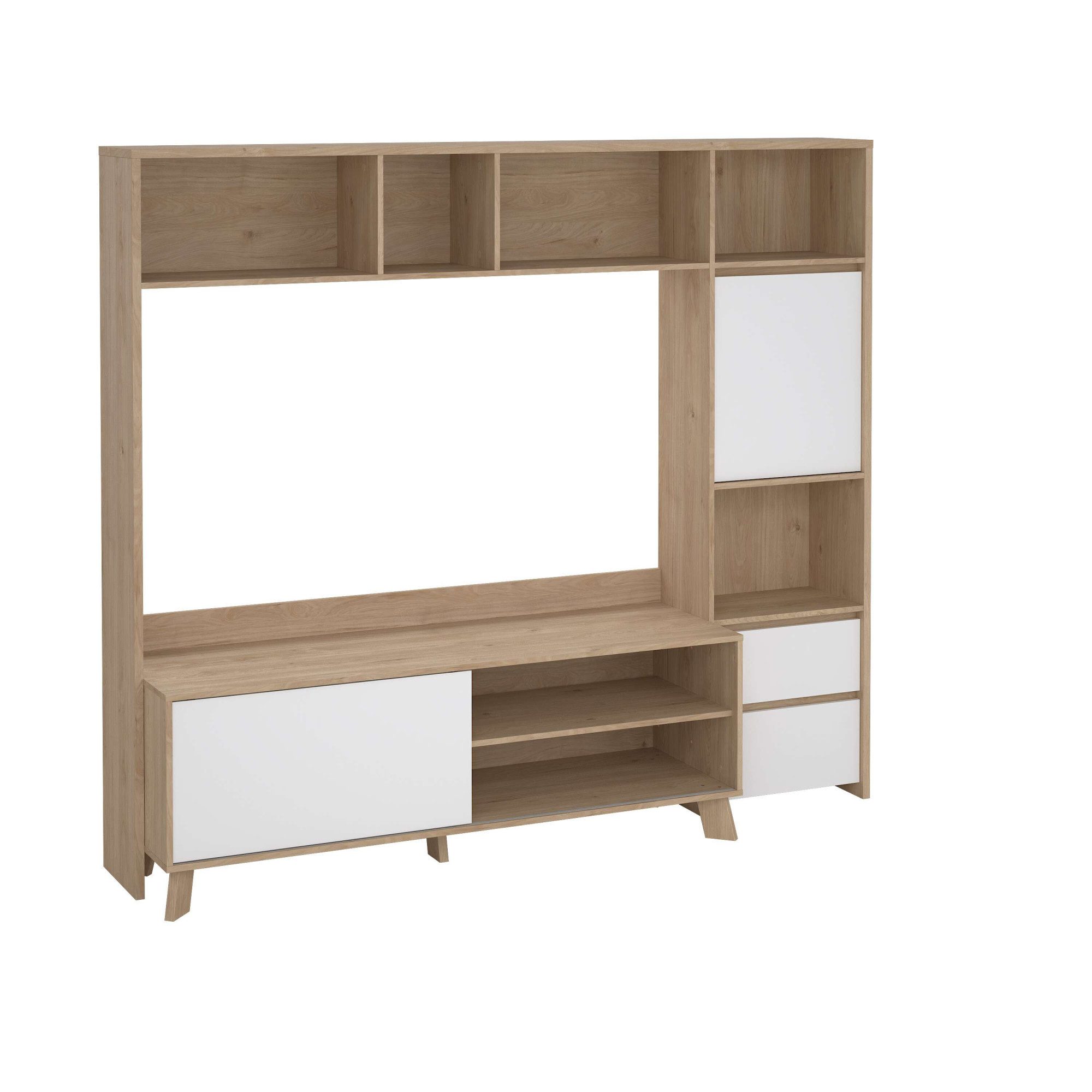 INOSIGN Wohnwand Next, TV-Wand, TV-Möbel, Wohnwand, Sideboard, mit Schiebetür und 2 Schubladen, Breite 209 cm, Höhe 182 cm
