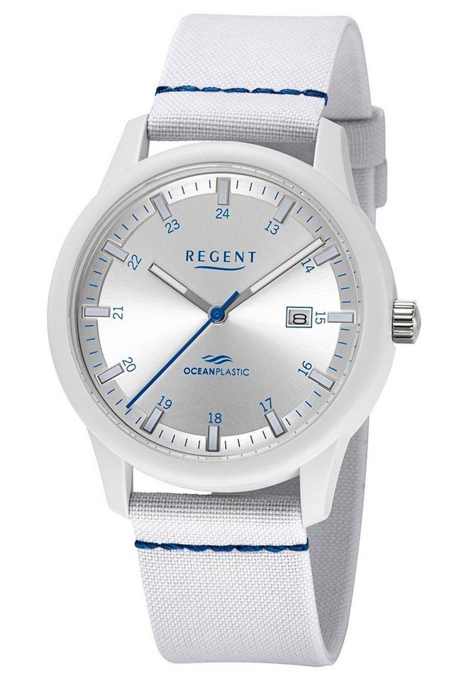 Regent Quarzuhr Armbanduhr Ocean Plastic Weiß