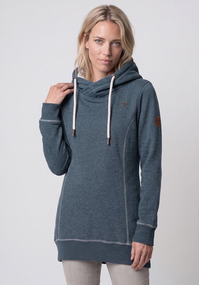 Alife & Kickin Kapuzensweatshirt AlvaAK A schlichtes Kapuzensweatshirt mit Herz-Aufnäher, länger geschnitten