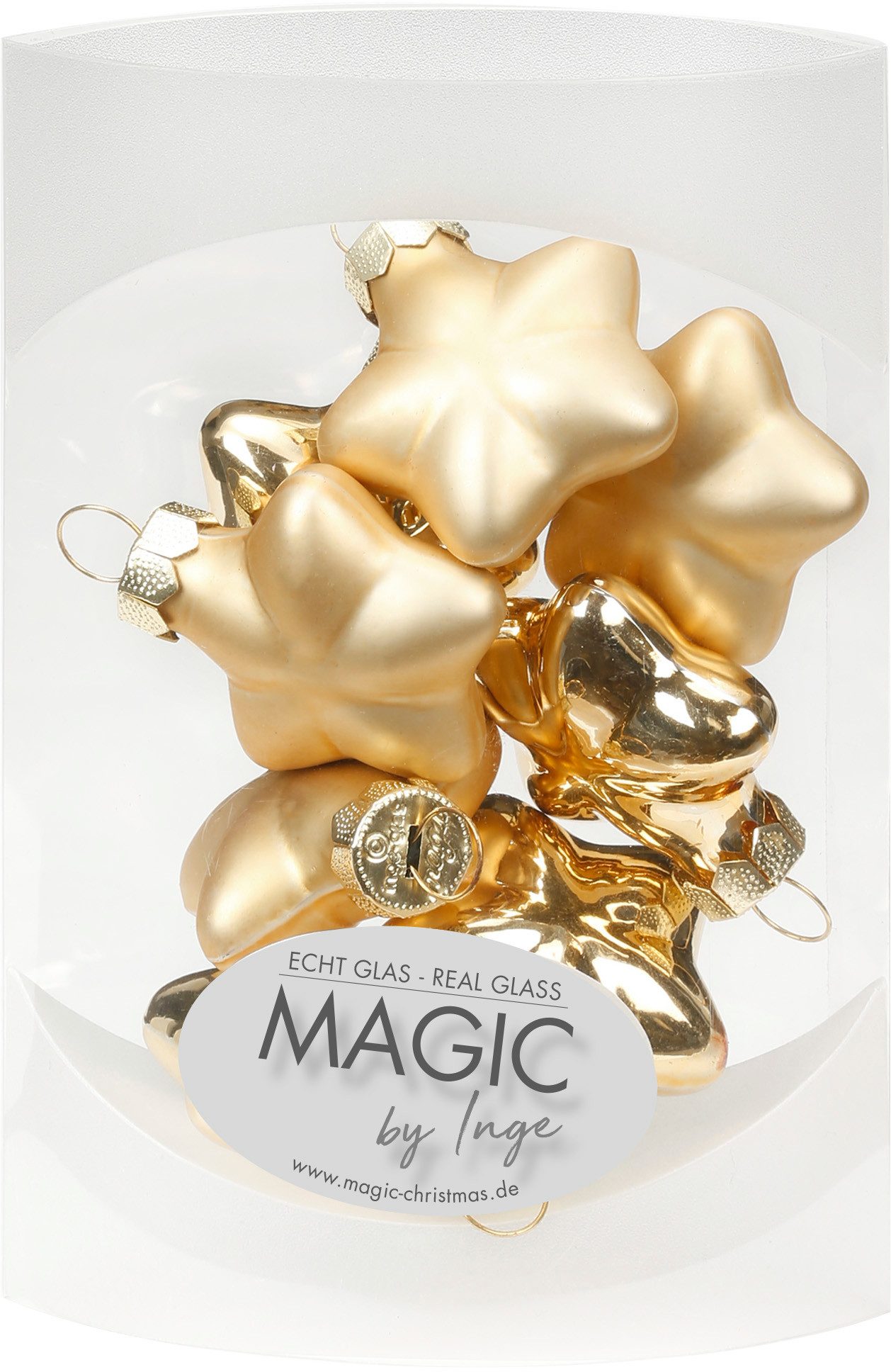 MAGIC by Inge Christbaumschmuck, Christbaumschmuck Sterne Glas 4cm 8 Stück Brokatgold