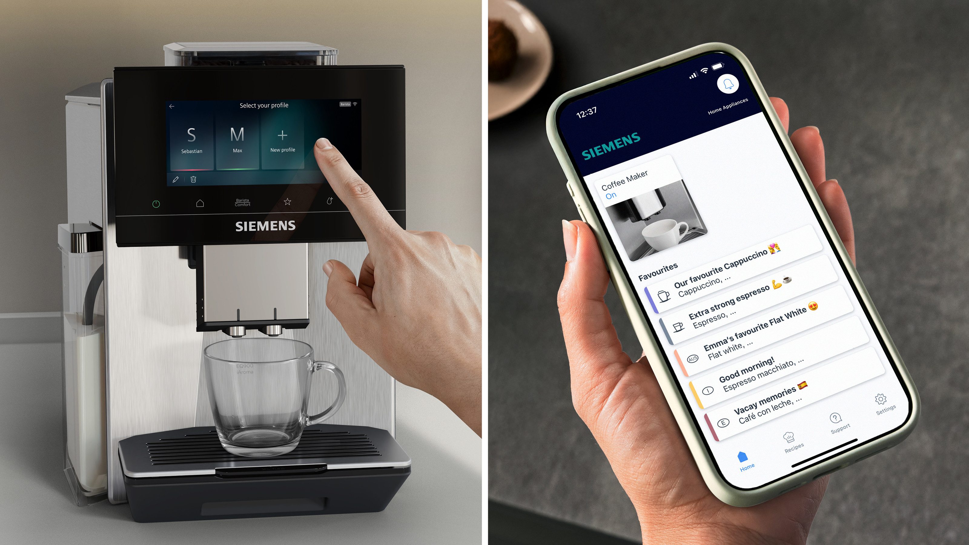 SIEMENS Kaffeevollautomat EQ900 TQ923E43, 41 versch. Getränke, XL-Getränke, Doppeltassenfunktion, farbiges 6.8'' TFT-Display, individuelle Aromaeinstellung, Ede – Bild 5 von 5