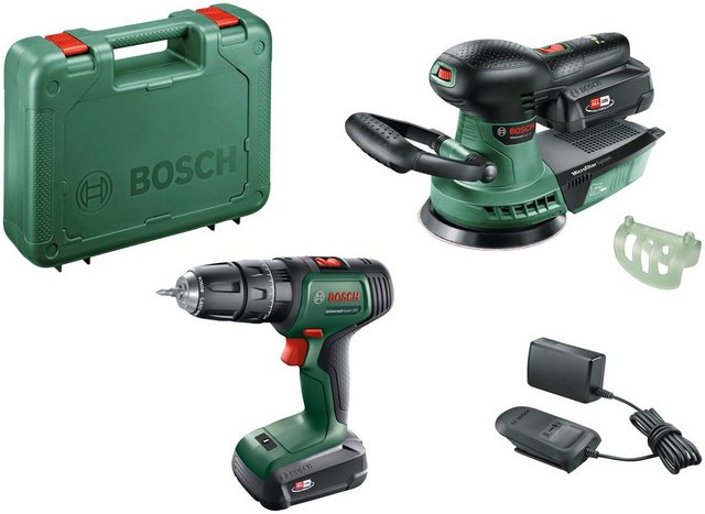 Bosch Home & Garden Elektrowerkzeug-Set »UniversalImpact 18V + AdvancedOrbit18«, inkl. 2 Akkus 2,0 Ah/18V und Ladegerät