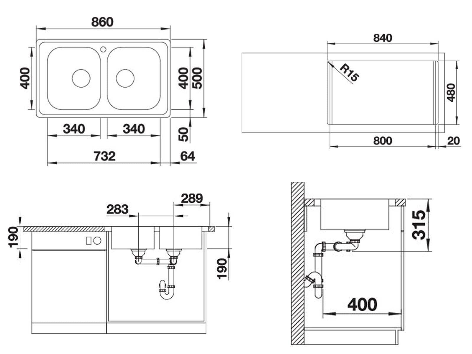 Blanco Edelstahlspüle, rechteckig, 86/50 cm, (1 St)