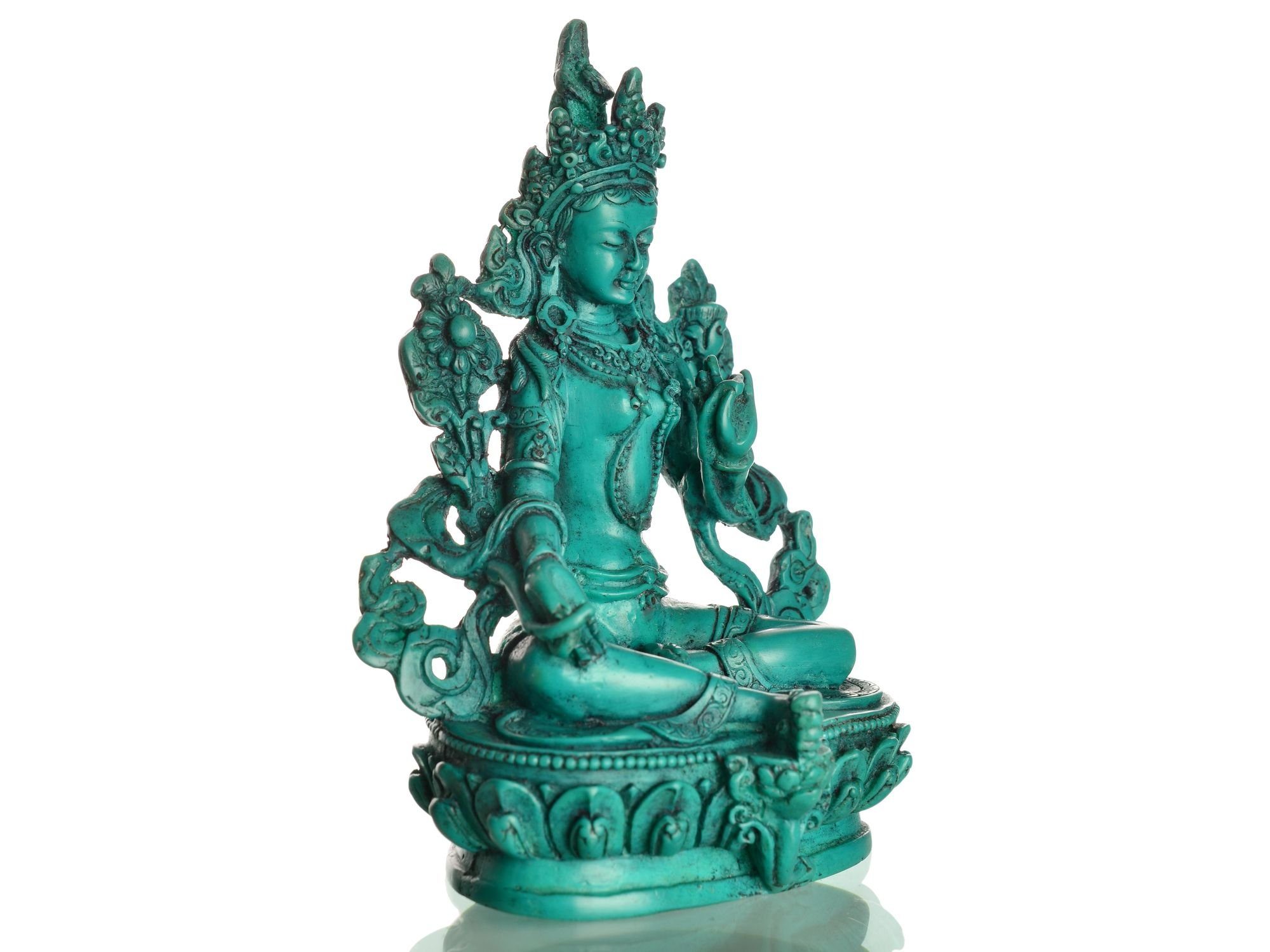 15 Handarbeit Türkis Buddhafigur Nepal - Grüne cm aus Tara Buddhapur Statue,