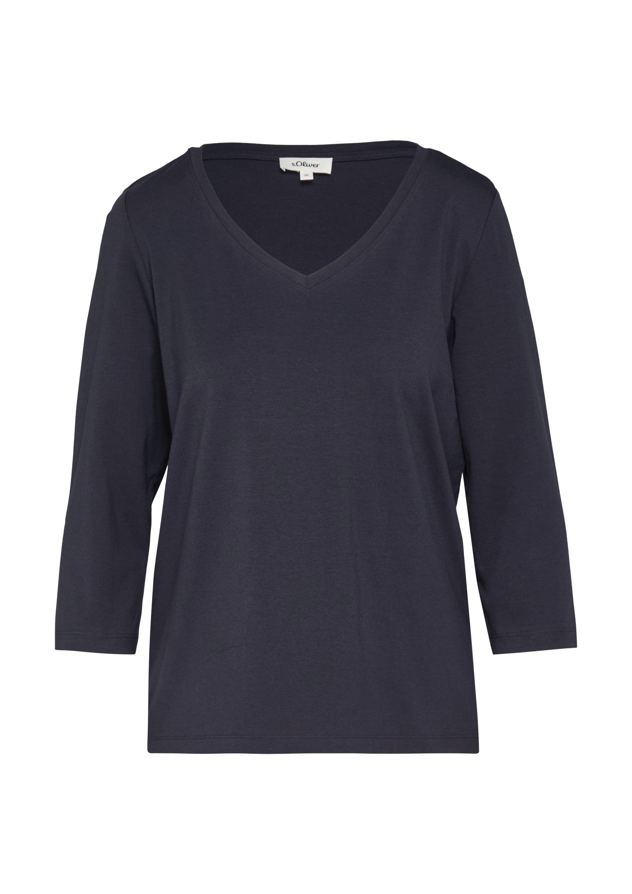 s.Oliver 3/4-Arm-Shirt T-Shirt Jerseyshirt mit V-Ausschnitt und 3/4-Ärmeln günstig online kaufen