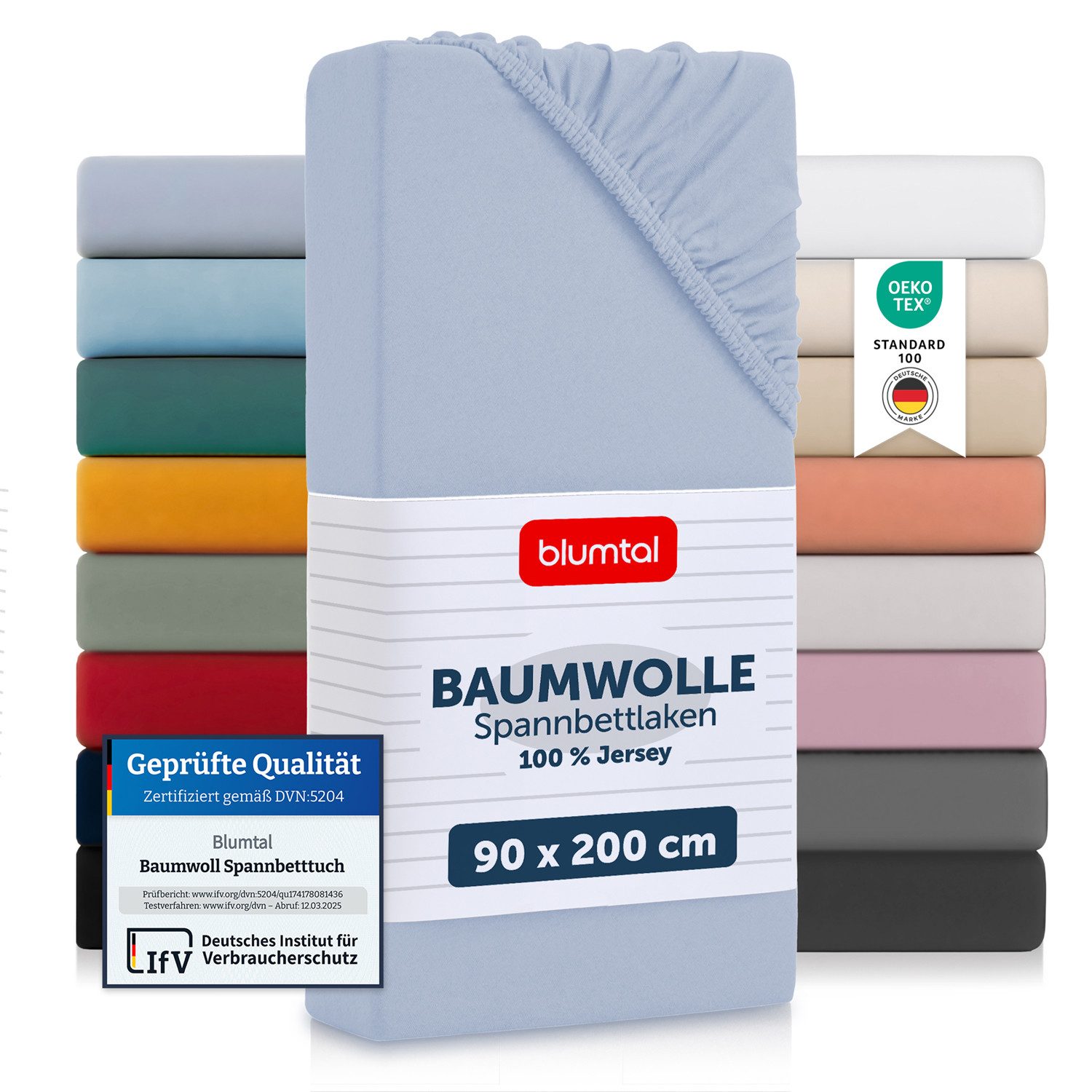 Blumtal Spannbettlaken Blumtal Basics 100% Baumwolle - Jersey, Baumwolle, Gummizug: Rundum, (2 Stück), Jersey Bettlaken - atmungsaktiv, strapazierfähig und faltenfrei