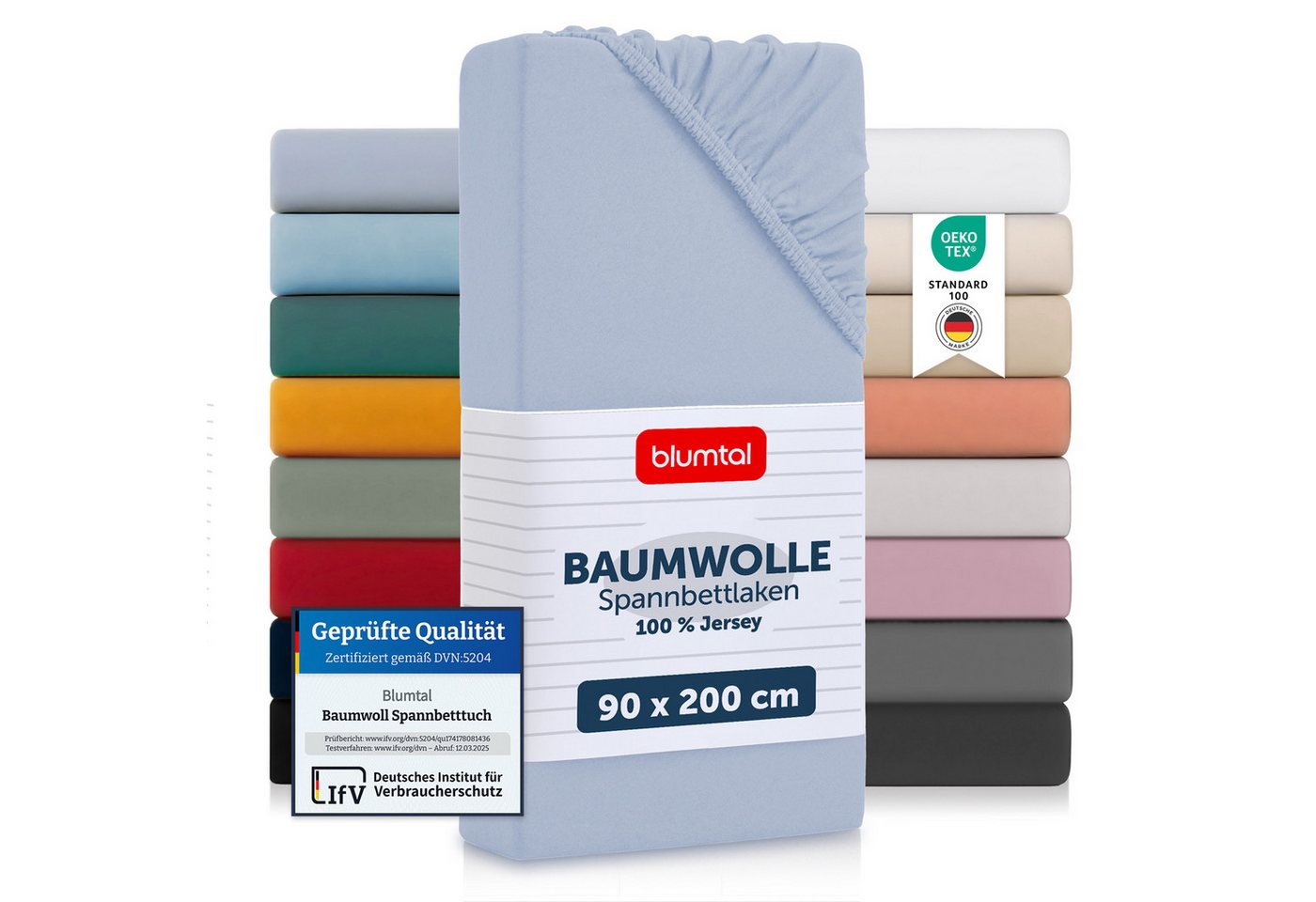 Blumtal Spannbettlaken Blumtal Basics 100% Baumwolle - Jersey, Baumwolle, Gummizug: Rundum, (2 Stück), Jersey Bettlaken - atmungsaktiv, strapazierfähig und faltenfrei