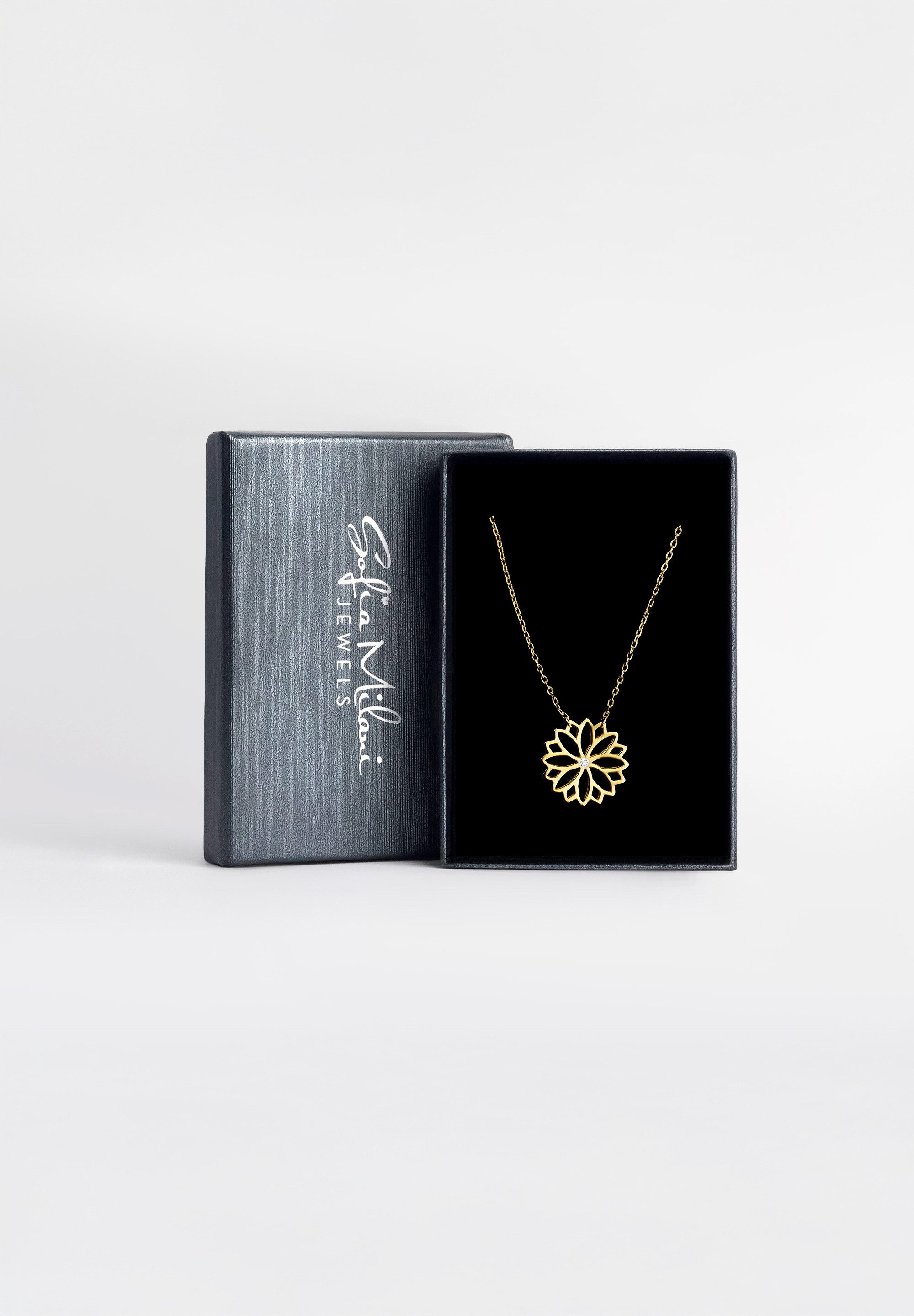 Sofia Milani Kette mit Anhänger Blume, 925 Silber Damen Schmuck - N0676