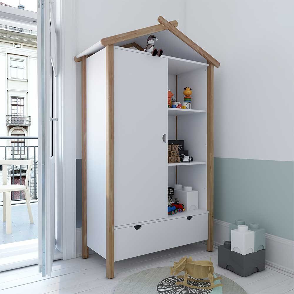 Pharao24 Kinderkleiderschrank Actino aus Massivholz