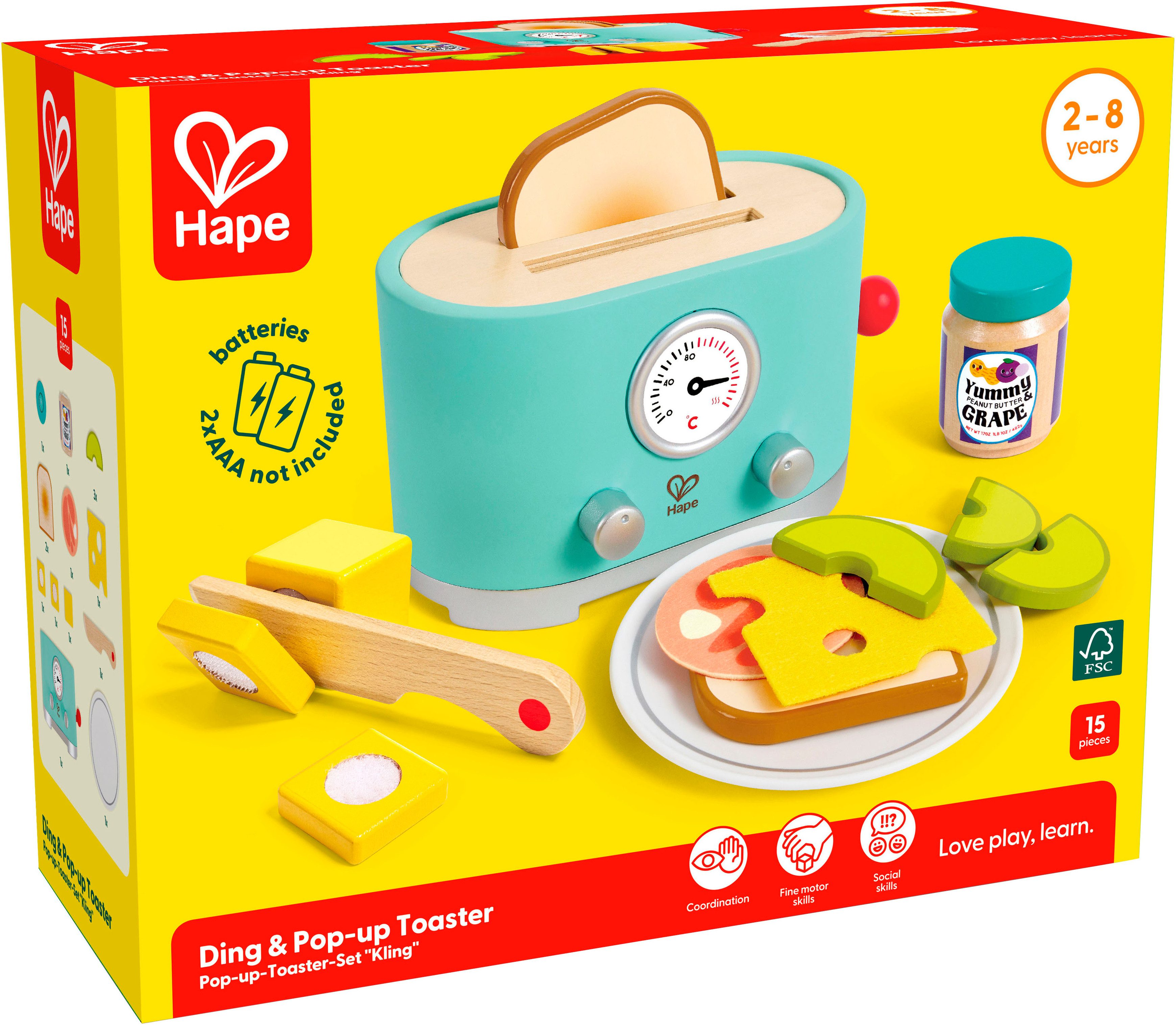 Hape Kinder-Toaster Kling, Pop-Up-Toaster-Set, (12-tlg), aus Holz günstig online kaufen