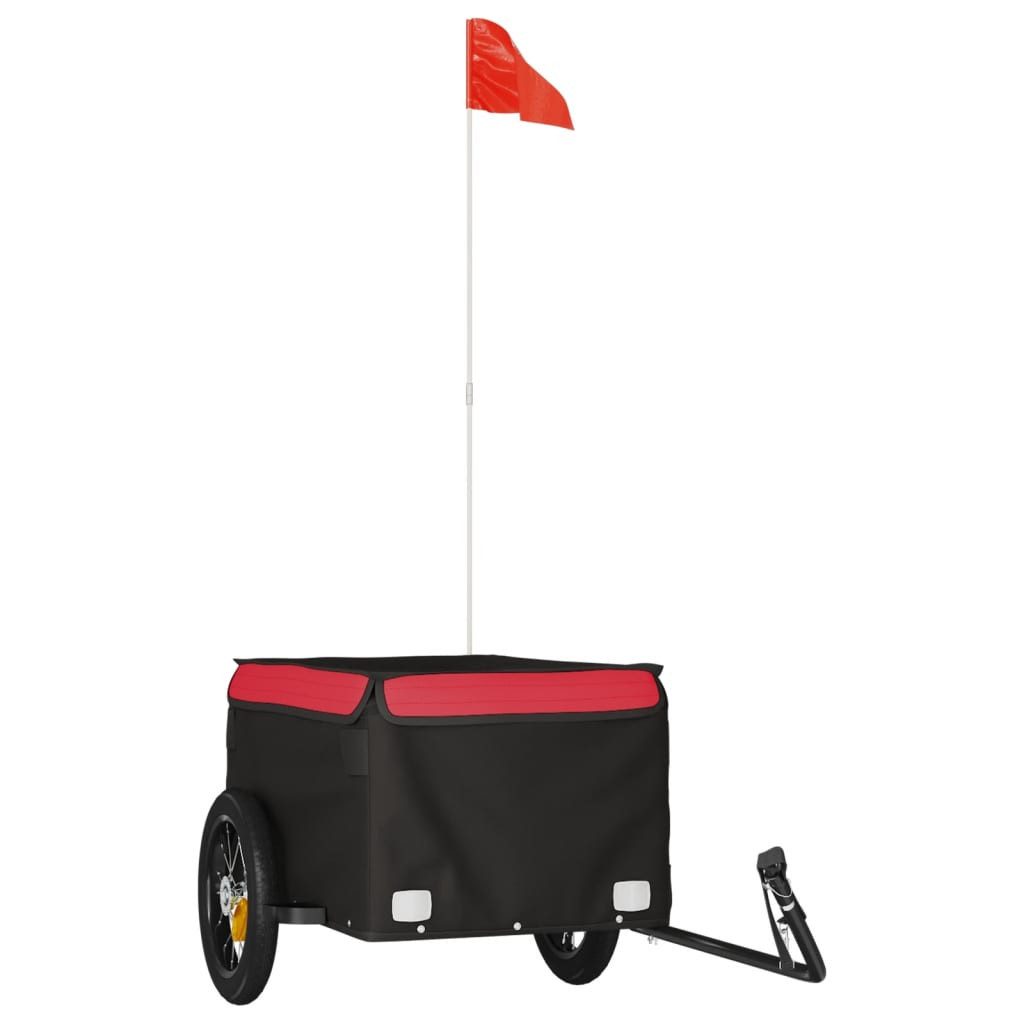 vidaXL Fahrradkinderanhänger 120 x 54 x 44 cm Lastenanhänger für Fahrrad Schwarz und Rot 30 kg Eise