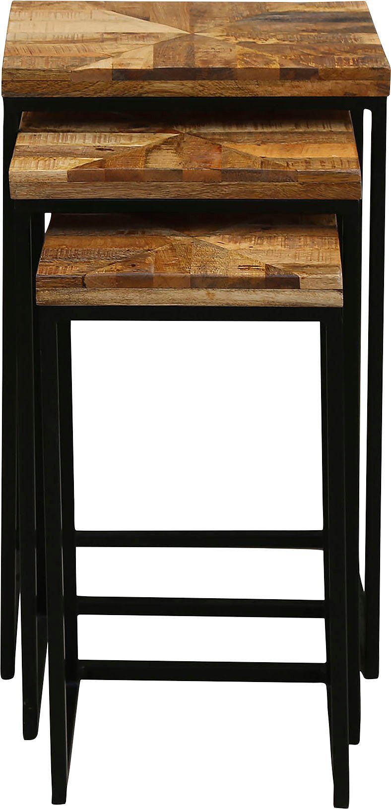 byLIVING Beistelltisch »Juna«, aus Massivholz, Dreisatztisch in Parkett-Optik-HomeTrends