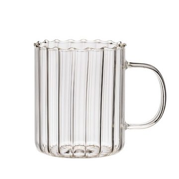 Zoha Glas Riffle Cup Kaffeeglas Teeglas Heißgetränke - 350 ml, Borosilikatglas, Hitzebeständig Trinkglas Cocktailgläser Eiskaffeegläser Tee Saft