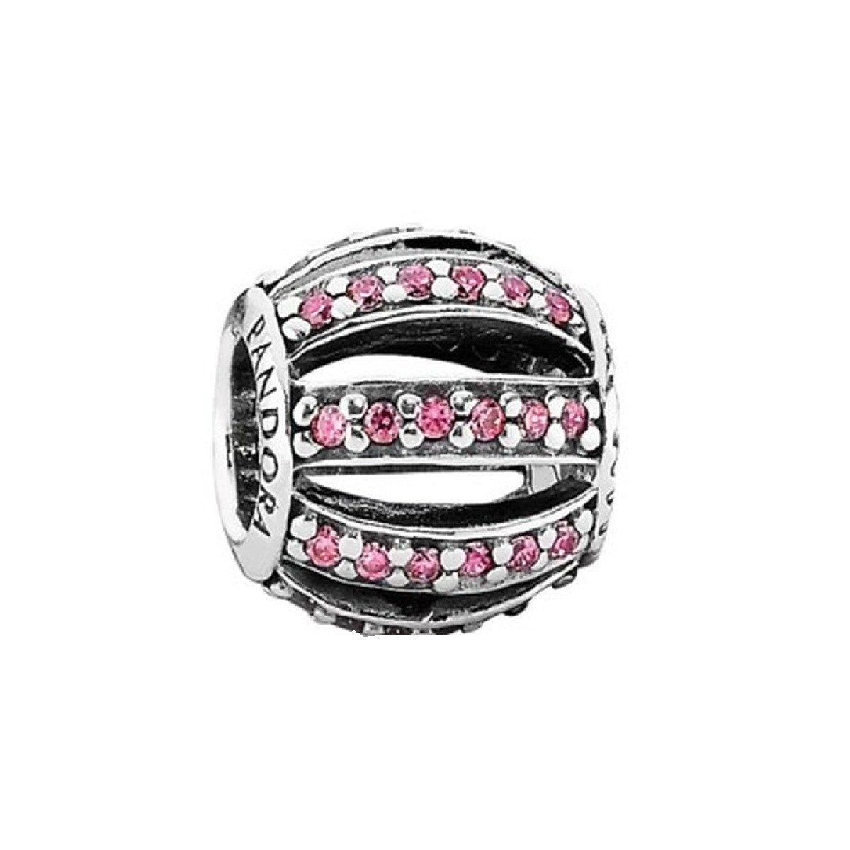 Pandora Charm-Einhänger Pandora Charm Pavé-Kugel Zirkonia Rosa Sterling-Silber 791115CZS
