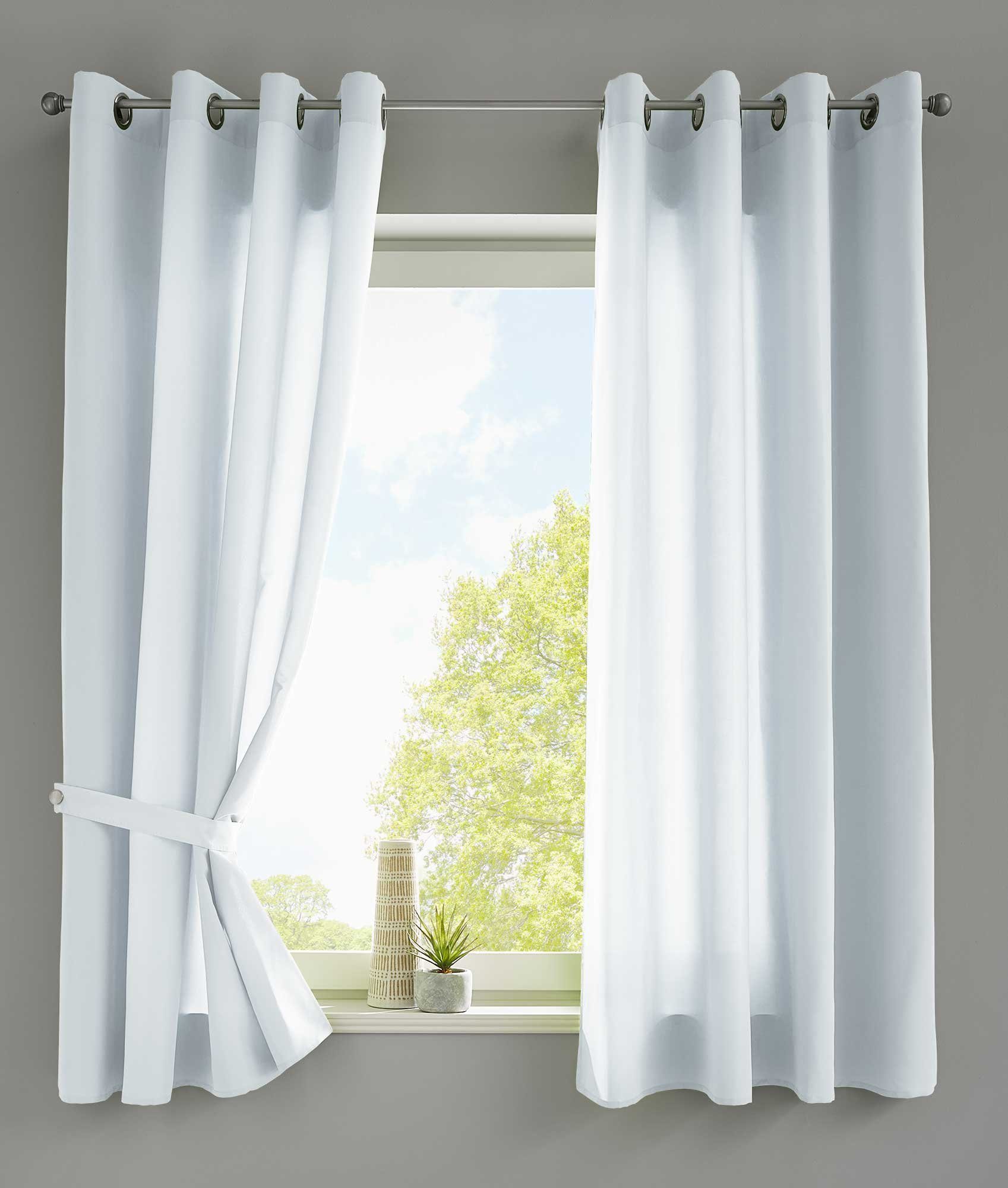 Vorhang, Gardinenbox, Ösen (2 St), Blickdicht Weiß Microsatin 20405N2 »Berlin« Lichtdurchlässig Vorhänge blickdicht