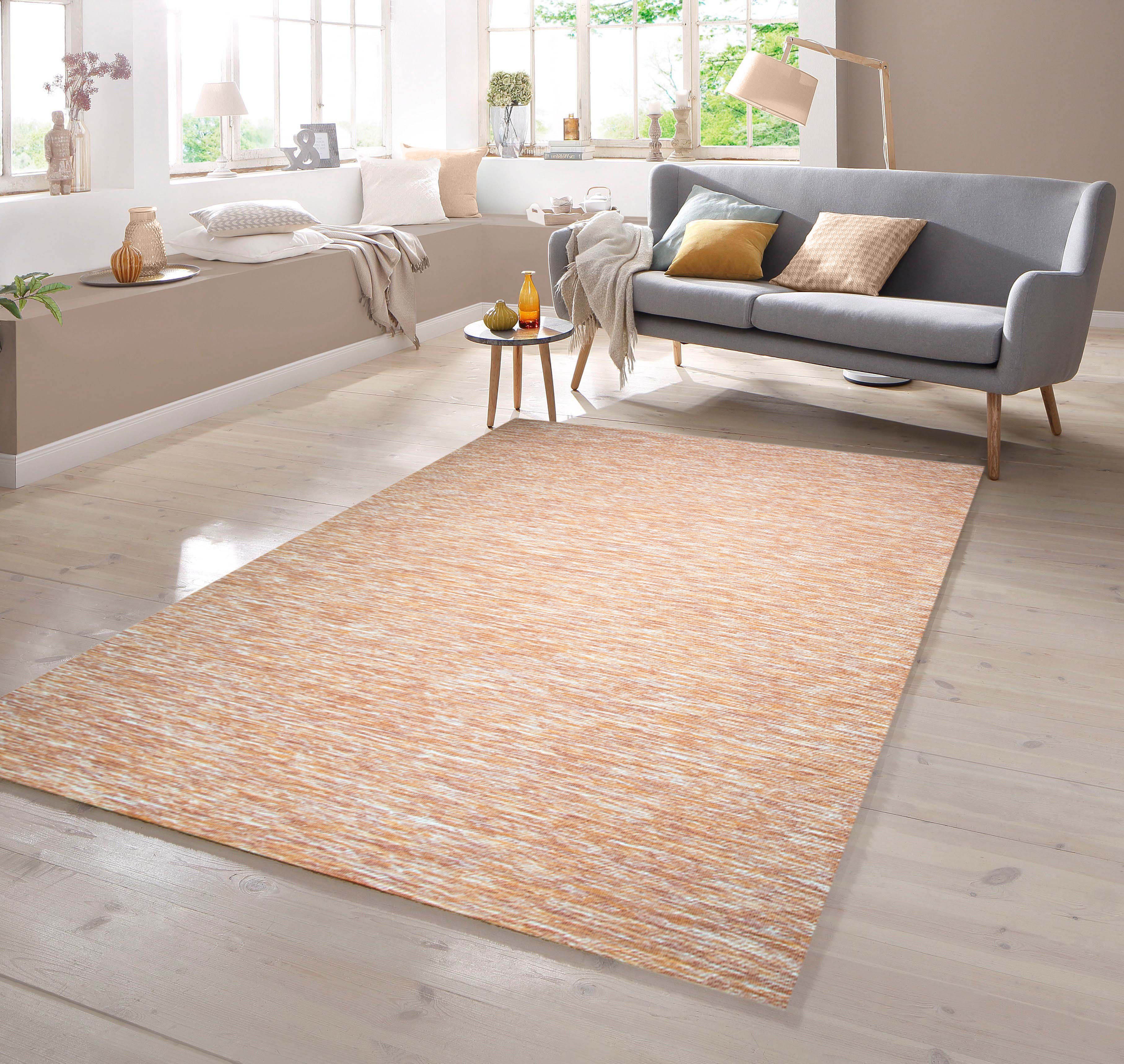 TeppichHome24 Teppich Teppich beidseitig nutzbar Farbe Terra, rechteckig, Höhe: 5 mm