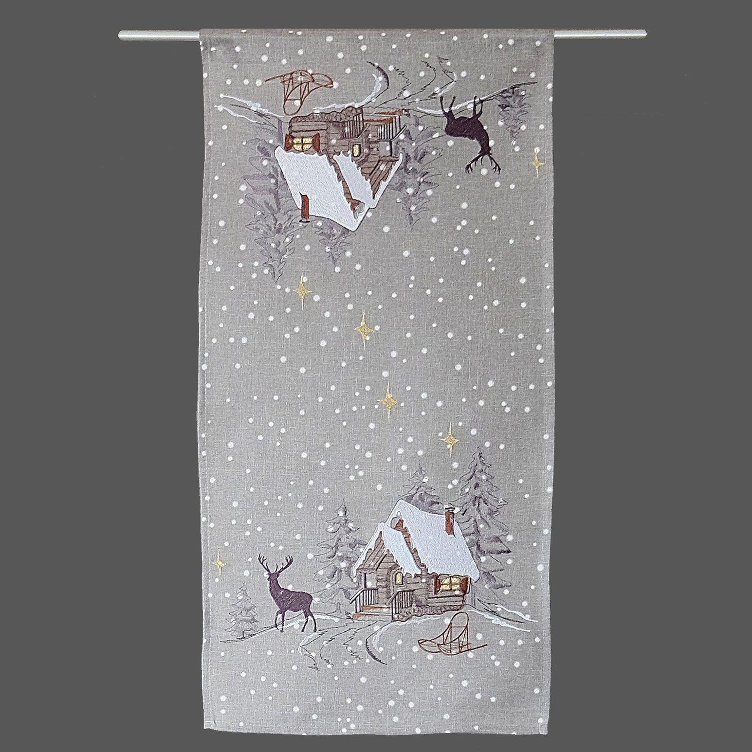 texpot Tischdecke Tischläufer Stickerei Winterwald Weihnachtsdekoration günstig online kaufen