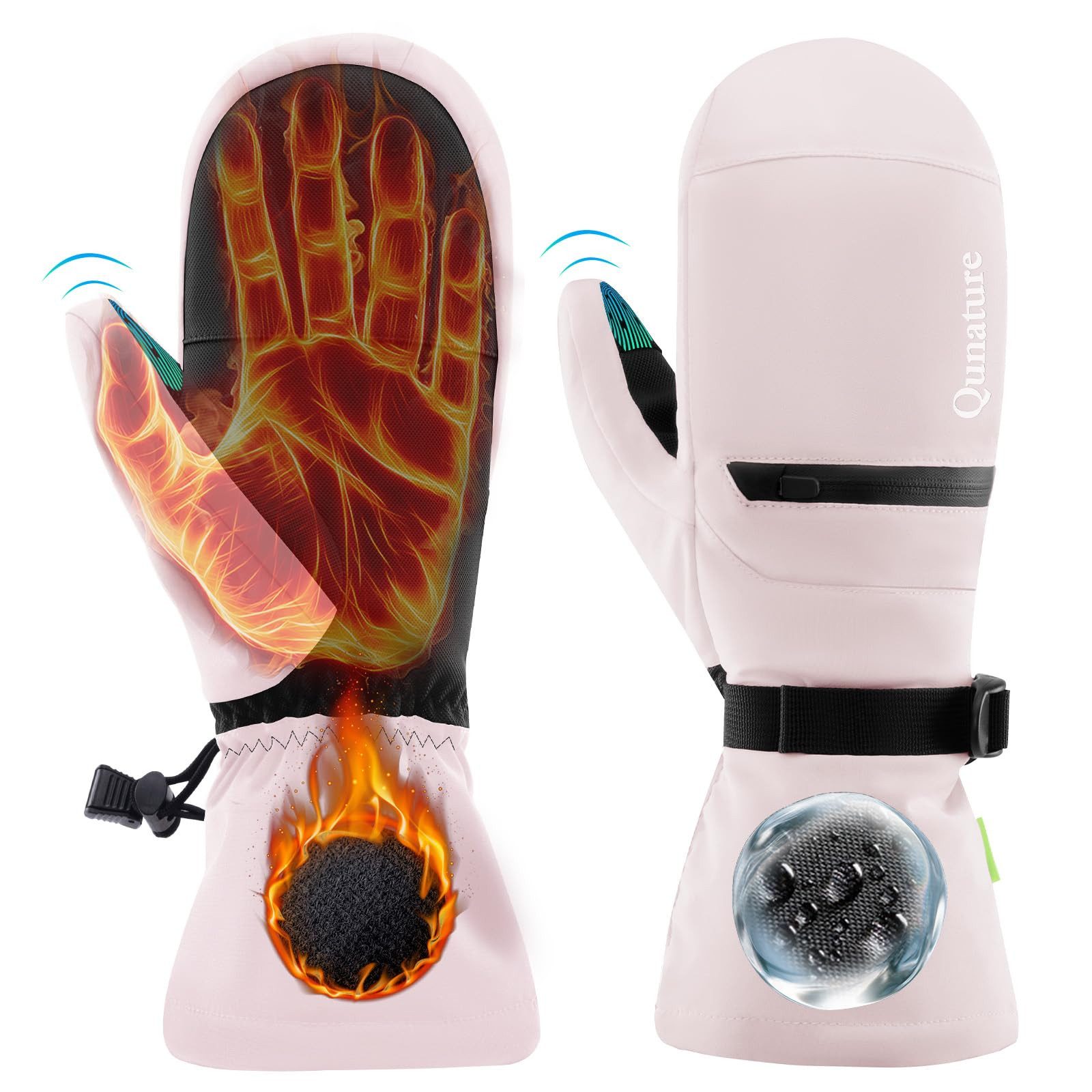 ROCKBROS Skihandschuhe Wasserdicht, Vollfingerhandschuhe, wärmend, mit Touchscreen-Funktion Touch screen function