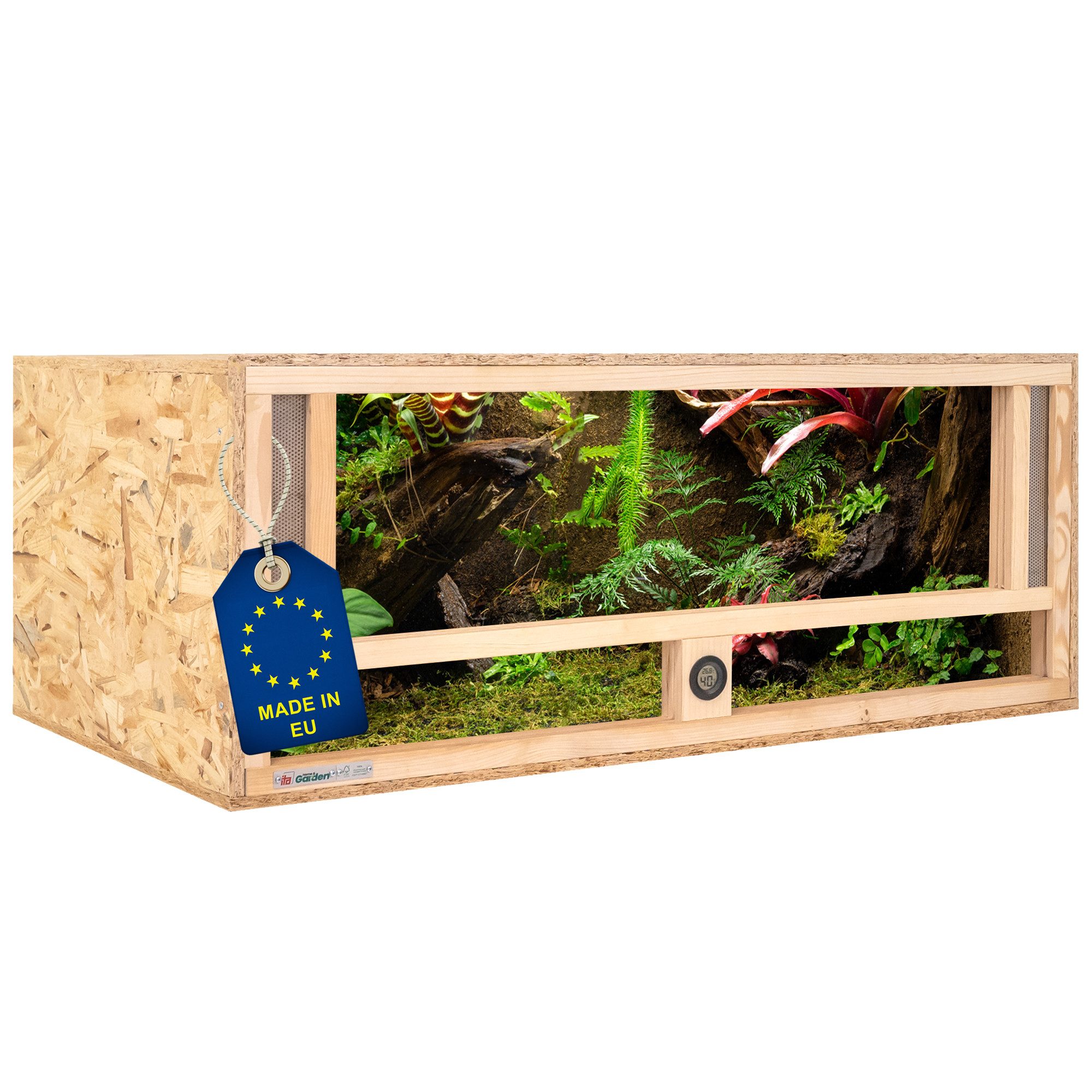 Terrarium Holz Terrarium 100x50x40 mit Frontbelüftung & Integriertem Hygrometer