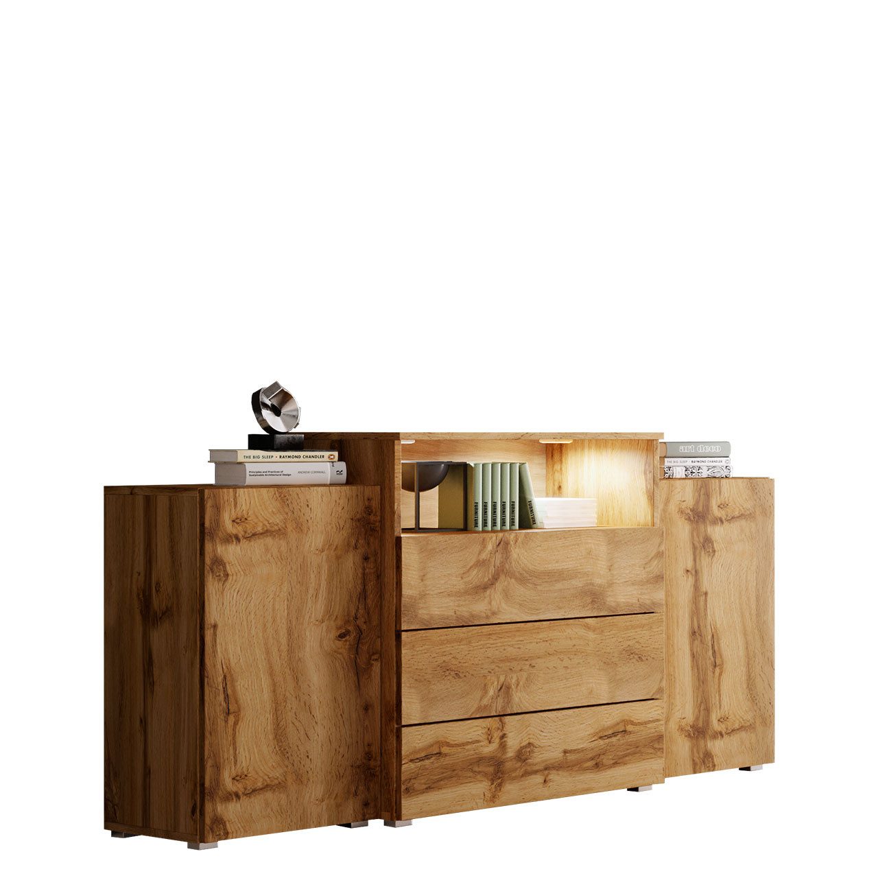 MIRJAN24 Kommode Urban III, mit 4 Schubladen und 2 Türen, Griffloses Öffnen, Highboard, Sideboard