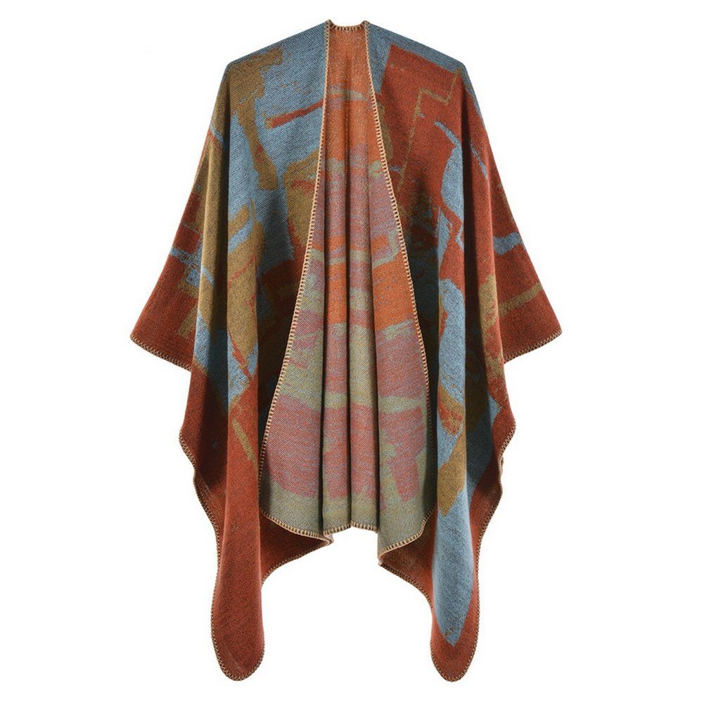 ManKle Modeschal Damen Poncho Dicker Überdimensionalen Decke Kap-Schal 130*150cm Orange