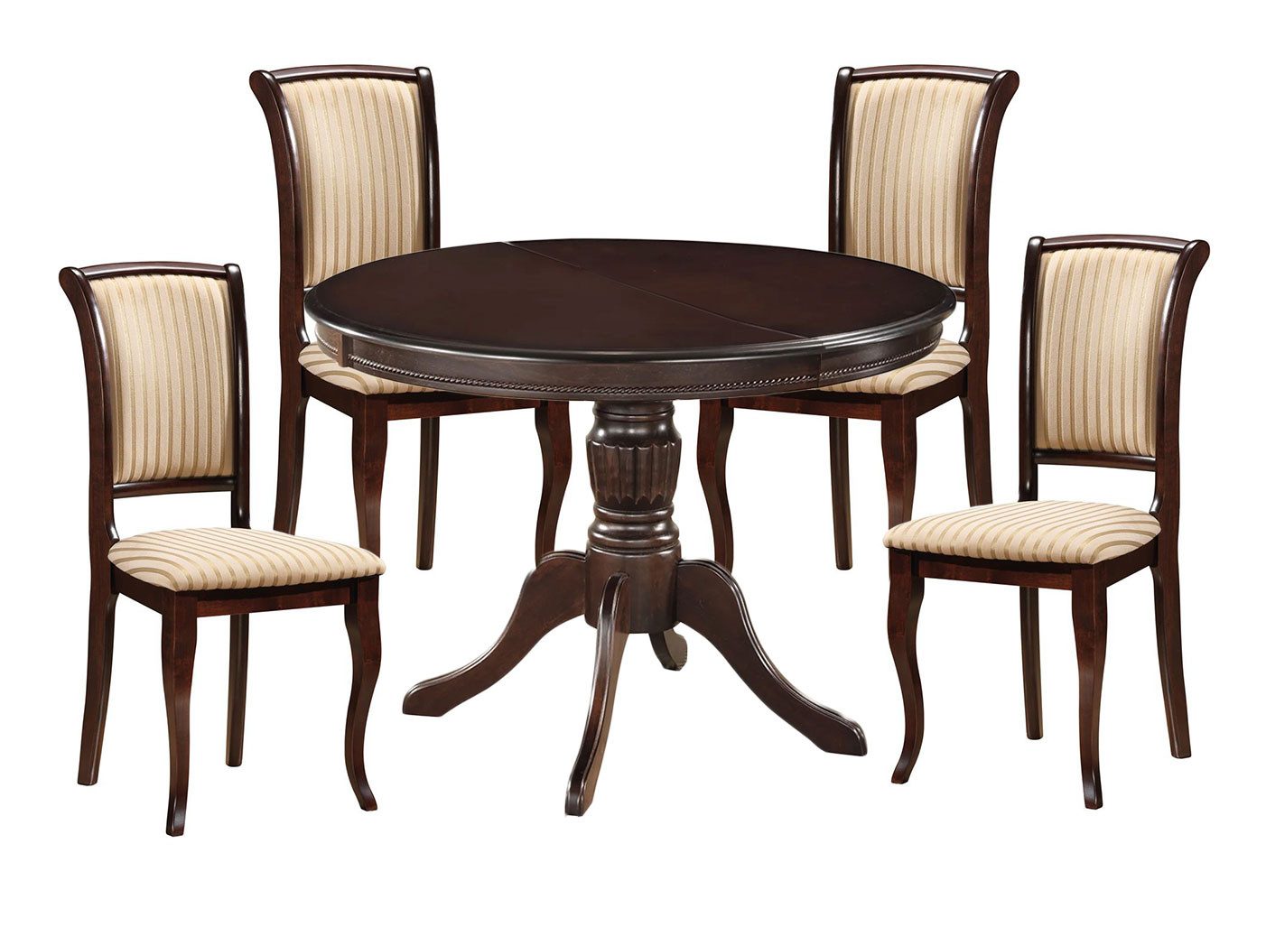 Feldmann-Wohnen Esszimmer-Set Olivia, (ausziehbar Tisch, mit 4 Sttühle, 5-St., moderner Landhausstil, Essgruppe mit Stühle), Esstisch mit 4 Stühle Nussbaum dunkel / beige