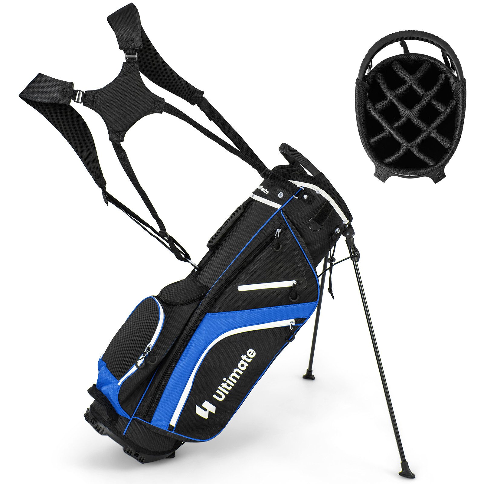 KOMFOTTEU Golfschläger + Golfbag, Golf Stand Bag mit 14 Fächern, 6 Taschen
