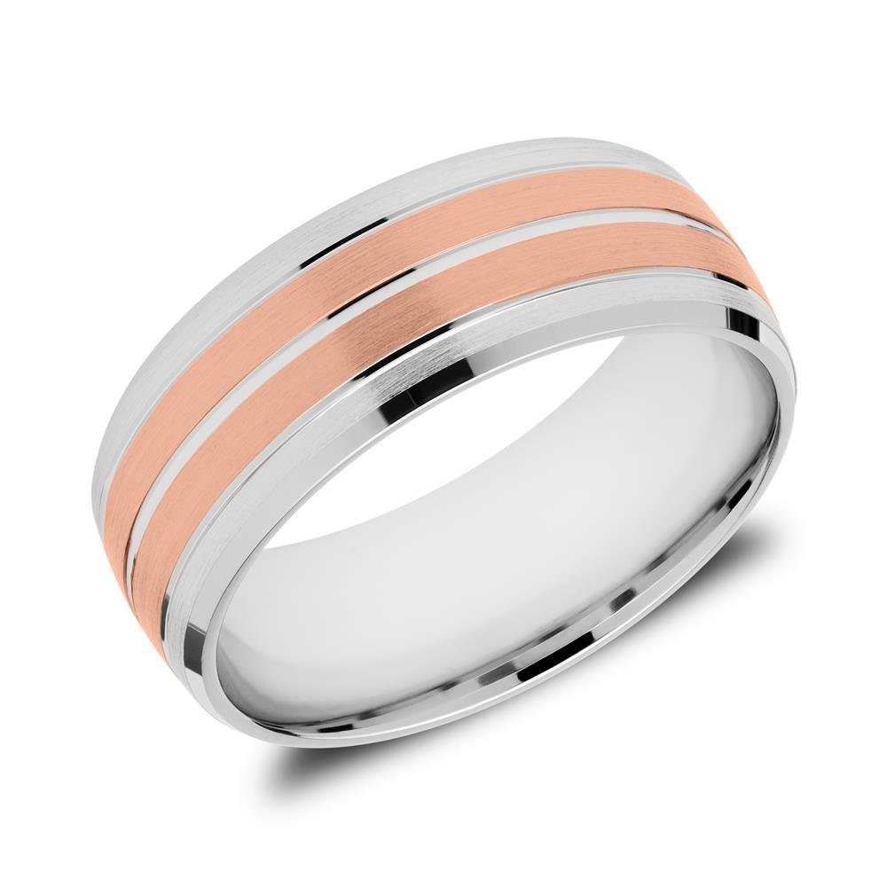 Vivo Silberring Bicolor mit breiter rosévergoldeter Ringschiene R8587