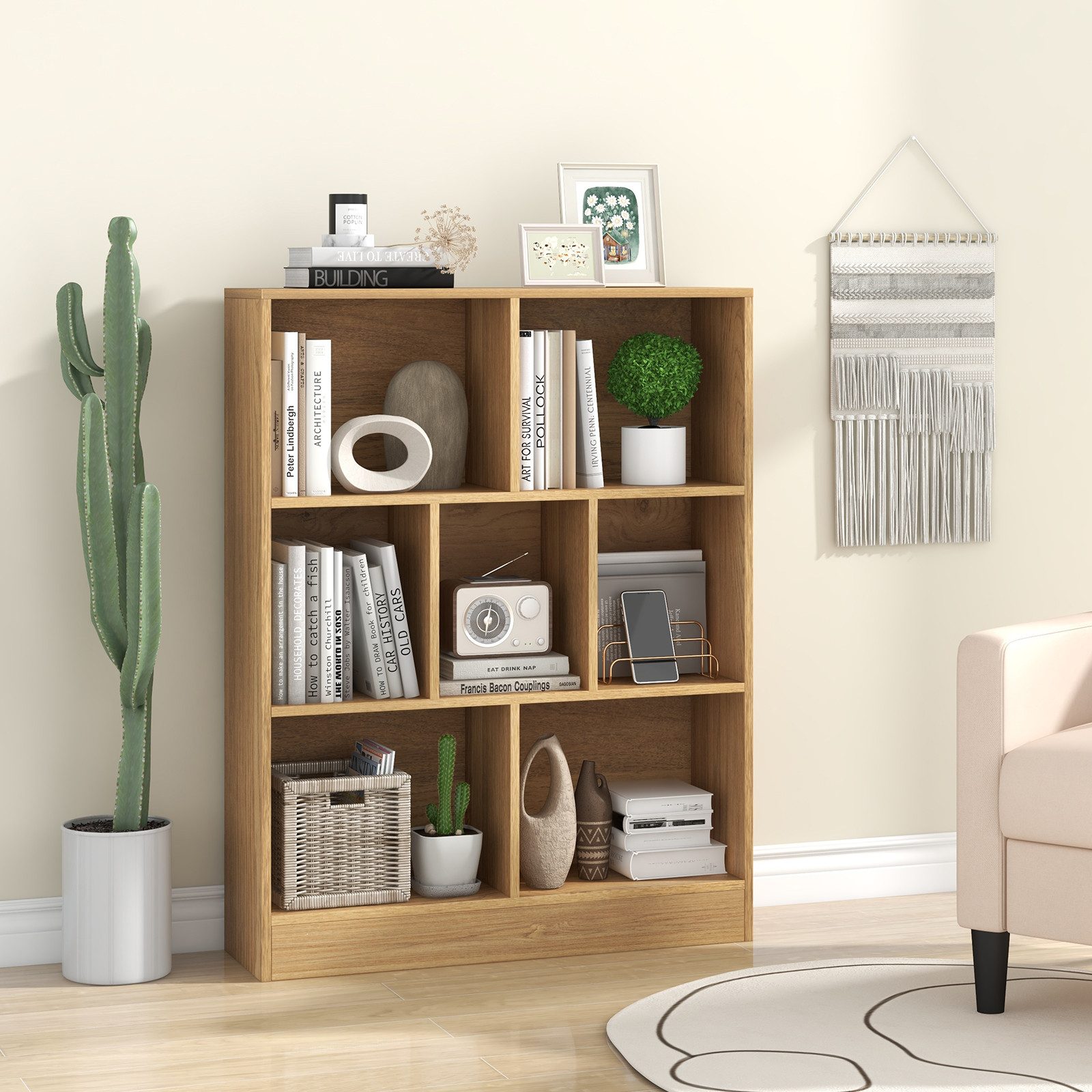 COSTWAY Bücherregal, Standregal, 3 Ebenen, 7 günstig online kaufen