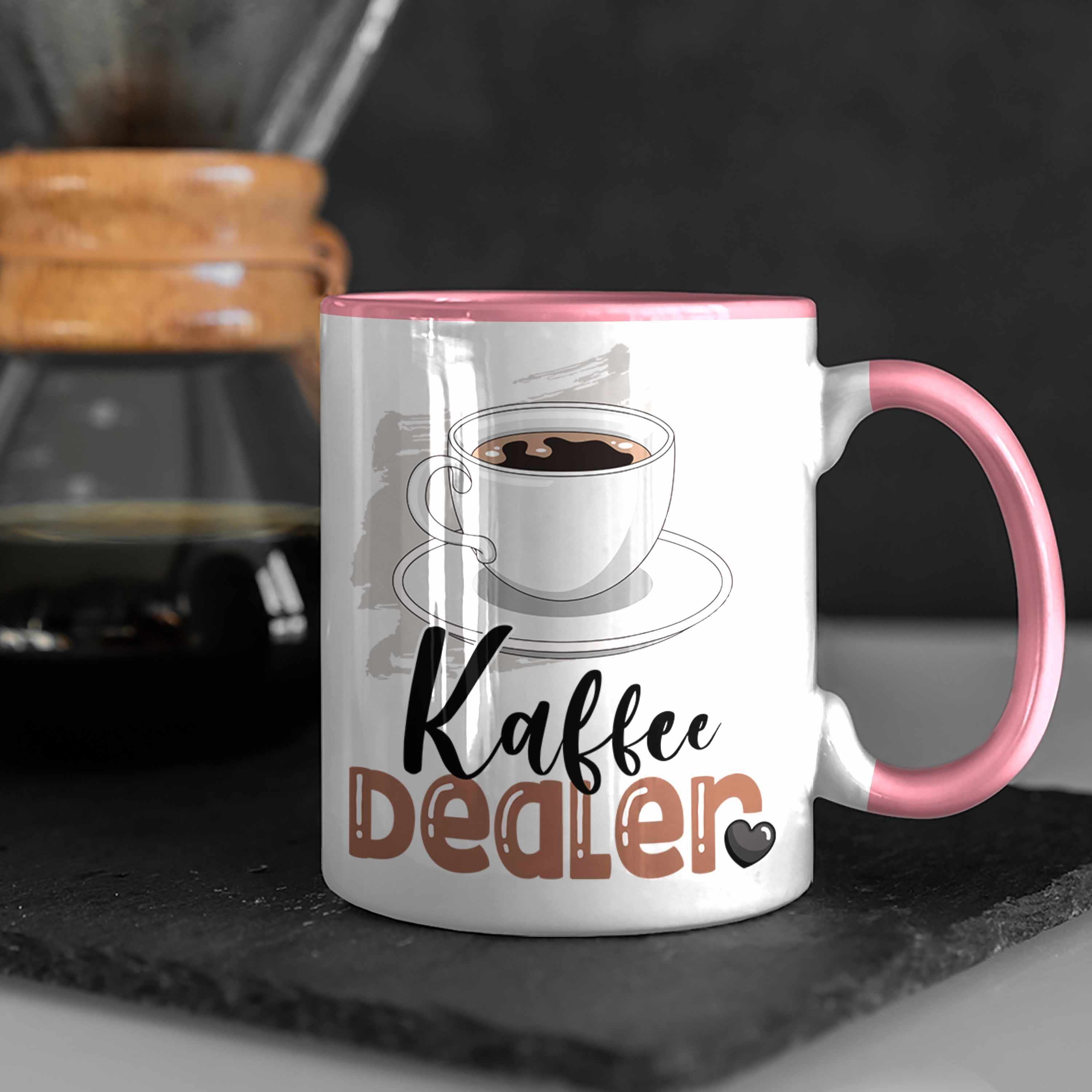 Geschenkide Spruch Geschenk Kaffee Rosa Dealer Tasse für Barista Trendation Geburtstag Tasse