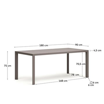 Natur24 Esstisch Gartentisch Culip 90x180x75cm Aluminium braun Tisch Esstisch Outdoor